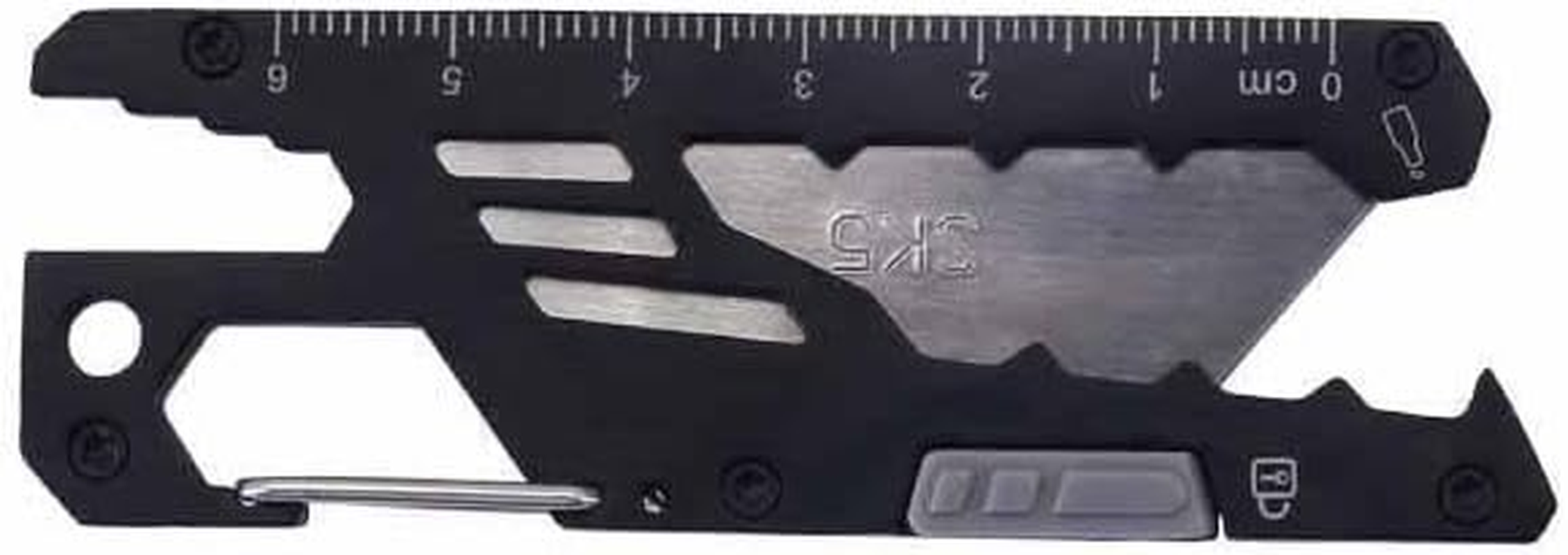 EDC Keychain EDC Keyring Multi-Tool Keychain, Box Cutter, Bottle Opener,Outdoor Camping Travel, Stainless Steel SK5 Replaceable Blade Geometric Small EDC Pocket Utility Knife (Black) - Silver image number 2