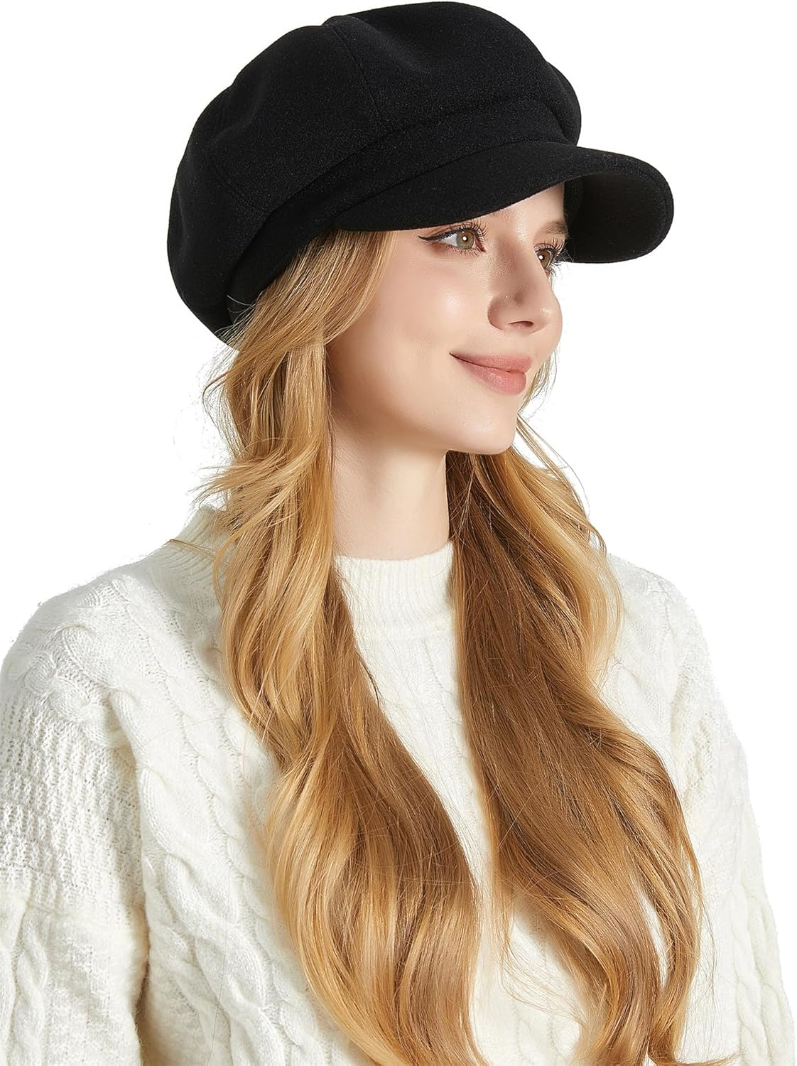 KEOYA Women Newsboy Cap Cabbie Hat Vintage Visor Beret Hat Wool Fashion 8 Panels Paperboy Cap