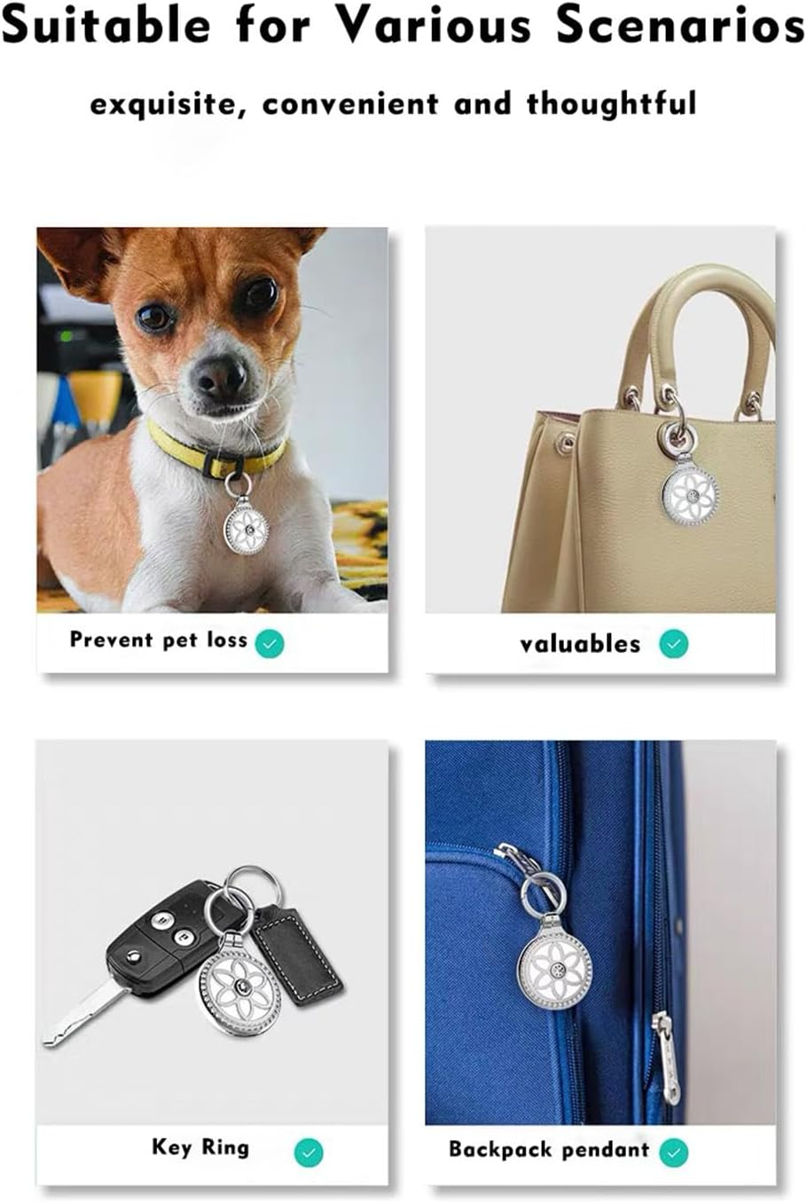 QFM Metal Protective Case for Apple Airtag, Diamond Rhinestone Bling Anti-Scratch Keychain Cover, Case Compatible for Airtag Accessories (Black) image number 1