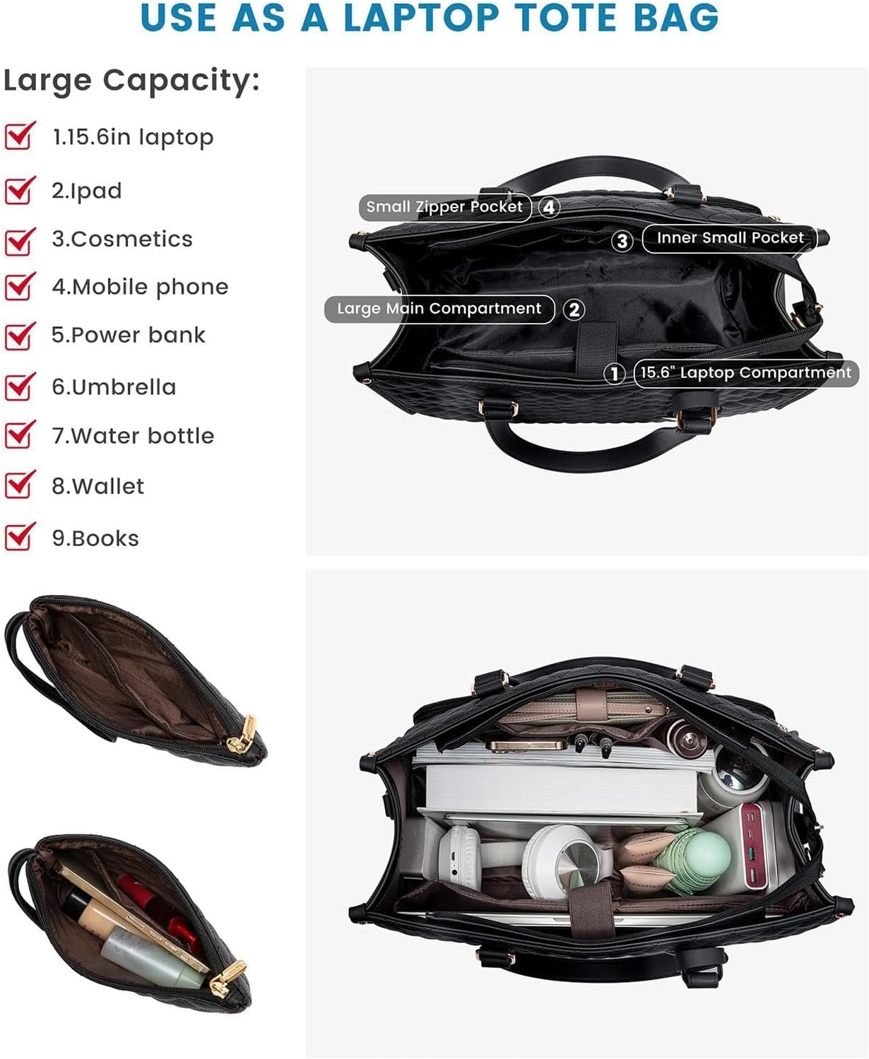 Leoleozz 2 in 1 Lunch Tote Bag, Lunch Bag for Women & Men, Leakproof Insulated Lunch Box Bag, Laptop Bags with Lunch Compartment, Large Capacity Computer Handba-G, Stylish Picnic Bags