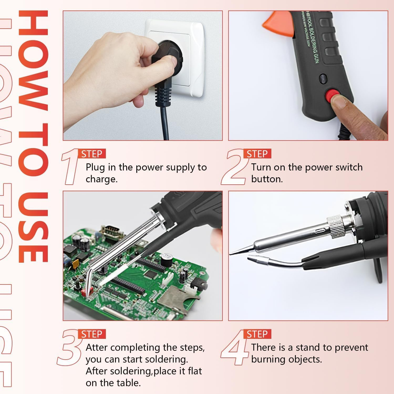 Internally Heated Industrial Laser Welding Tools, Multi-Function Soldering Iron Soldering Gun Set, 3 in 1 Handheld Industrial Laser Welding Machine Constant Temperature Fast Heating for Metal - Black image number 6