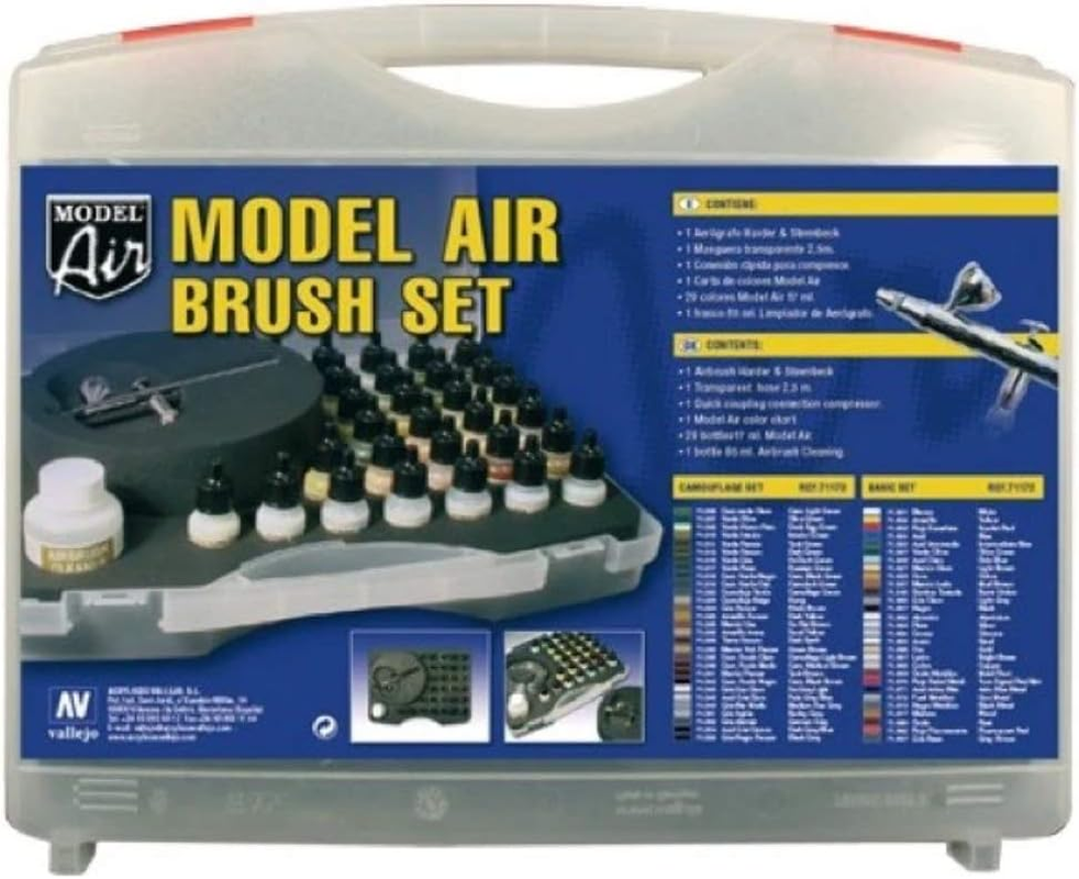 Vallejo Model Air 29 Basic Colours+Airbrush Plastic Case Miniatures image number 1