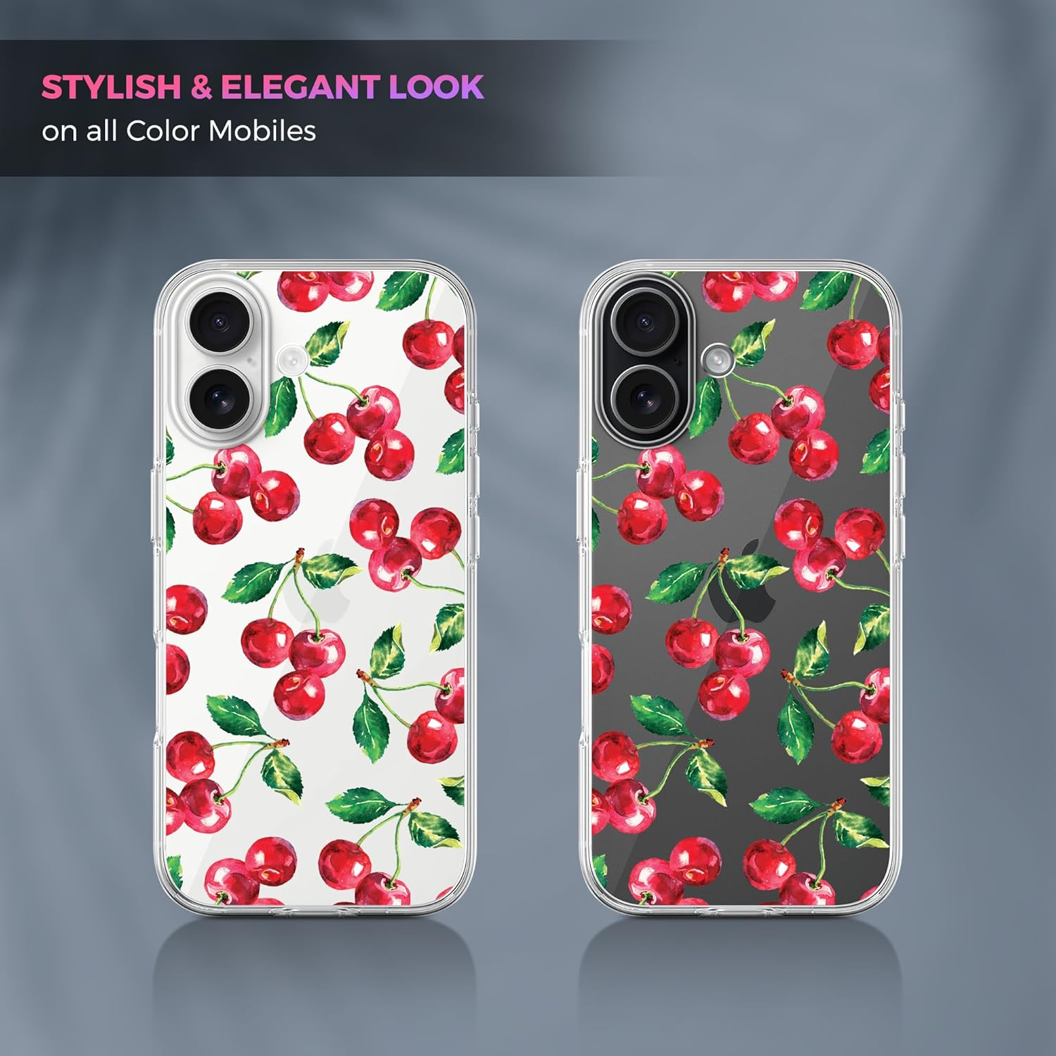 Glamcase Clear Case for Iphone 17, Iphone 17 Case - Cherry Watercolor Pattern Design Printed Crystal Clear Acrylic Protective Designer Back Clear Case/Cover for Iphone 17 image number 5