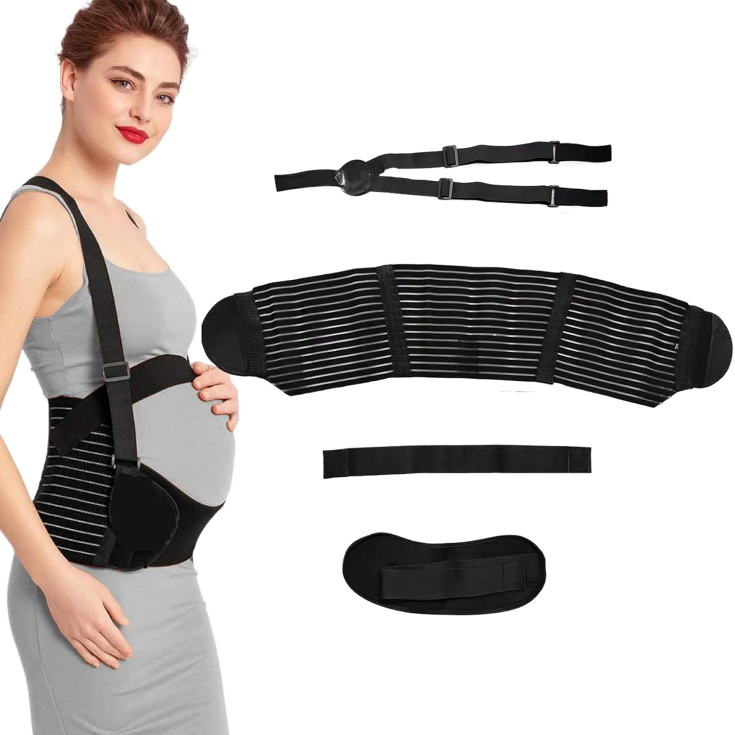 Pregnancy Support Belt Maternity & Postpartum Band -To Relieve Back, Hip, Pelvic Pain Pregnancy Belly Band for All Stages & Postpartum Recovery image number 4