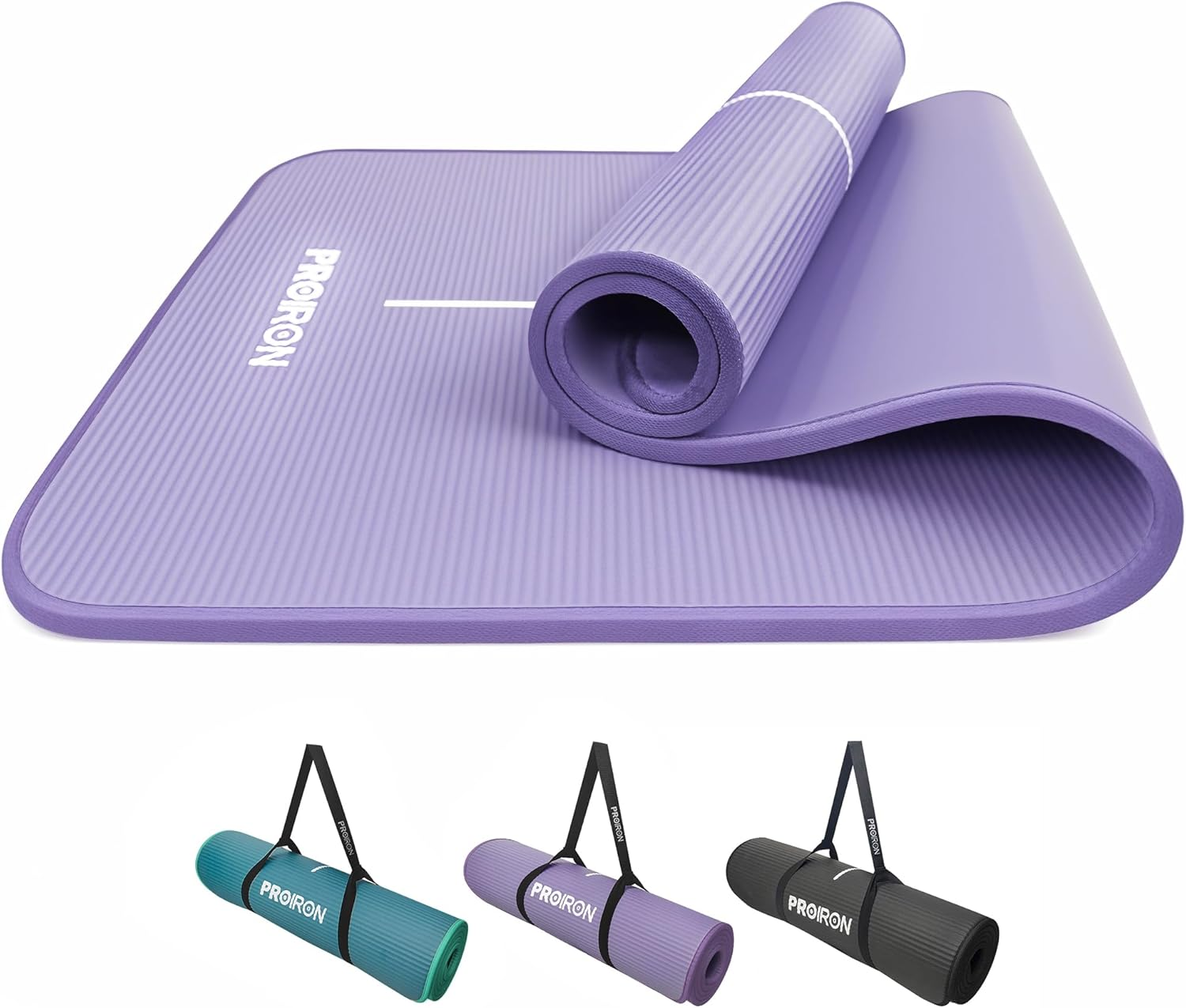 PROIRON Yoga Mat Eco Friendly NBR All-Purpose 10Mm Thick Non-Slip Exercise Mat High Density Anti-Tear Pilates Mat with Carrying Strap for Yoga Pilates and Gymnastics - 183Cm X 66Cm X 1Cm - 7 Colours(Only Official Brand : PROIRON) - Black (Edge Protection, Durable Robust) image number 3