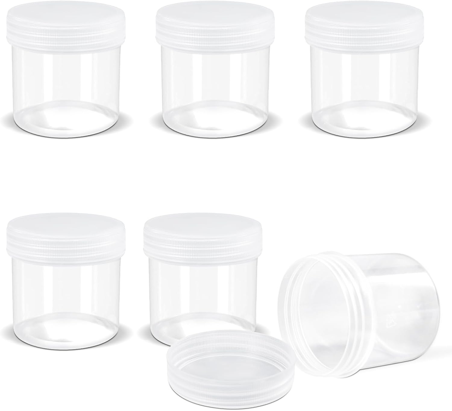 ASEVAT 6 Pack Airtight Plastic Jars, Leak-Proof Travel Size Jar | Refillable Cosmetic Containers for Creams, Lotions, Tsa-Approved Clear Jars with Secure Lids (Clear) image number 1