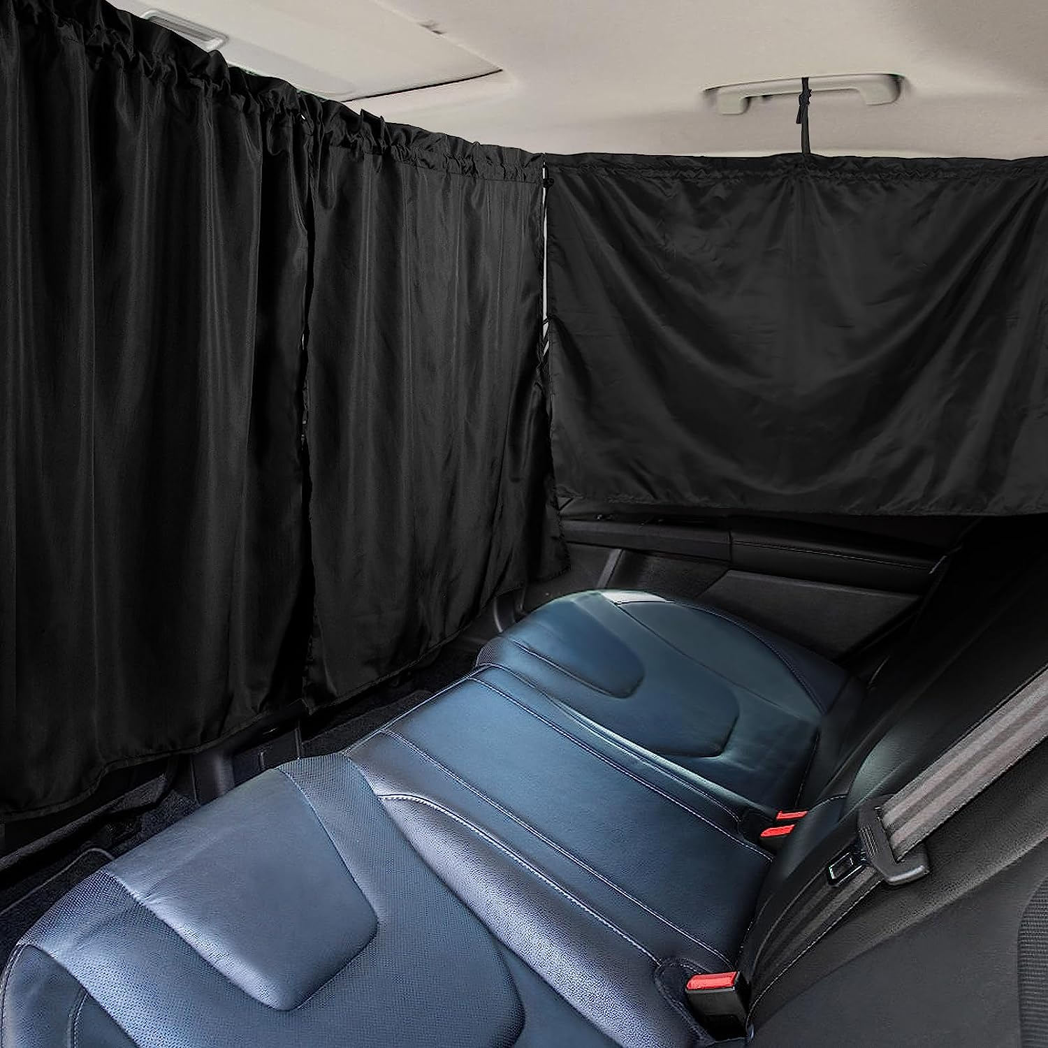 PAMASE Set of 5 Car Privacy Curtains - 4 Magnetic Side Window & 1 Rear Seat Divider Curtain with Storage Bag, Sun Baby Shades Screen Covers for Sedan SUV Camping Travel Nap Sleeping, Black