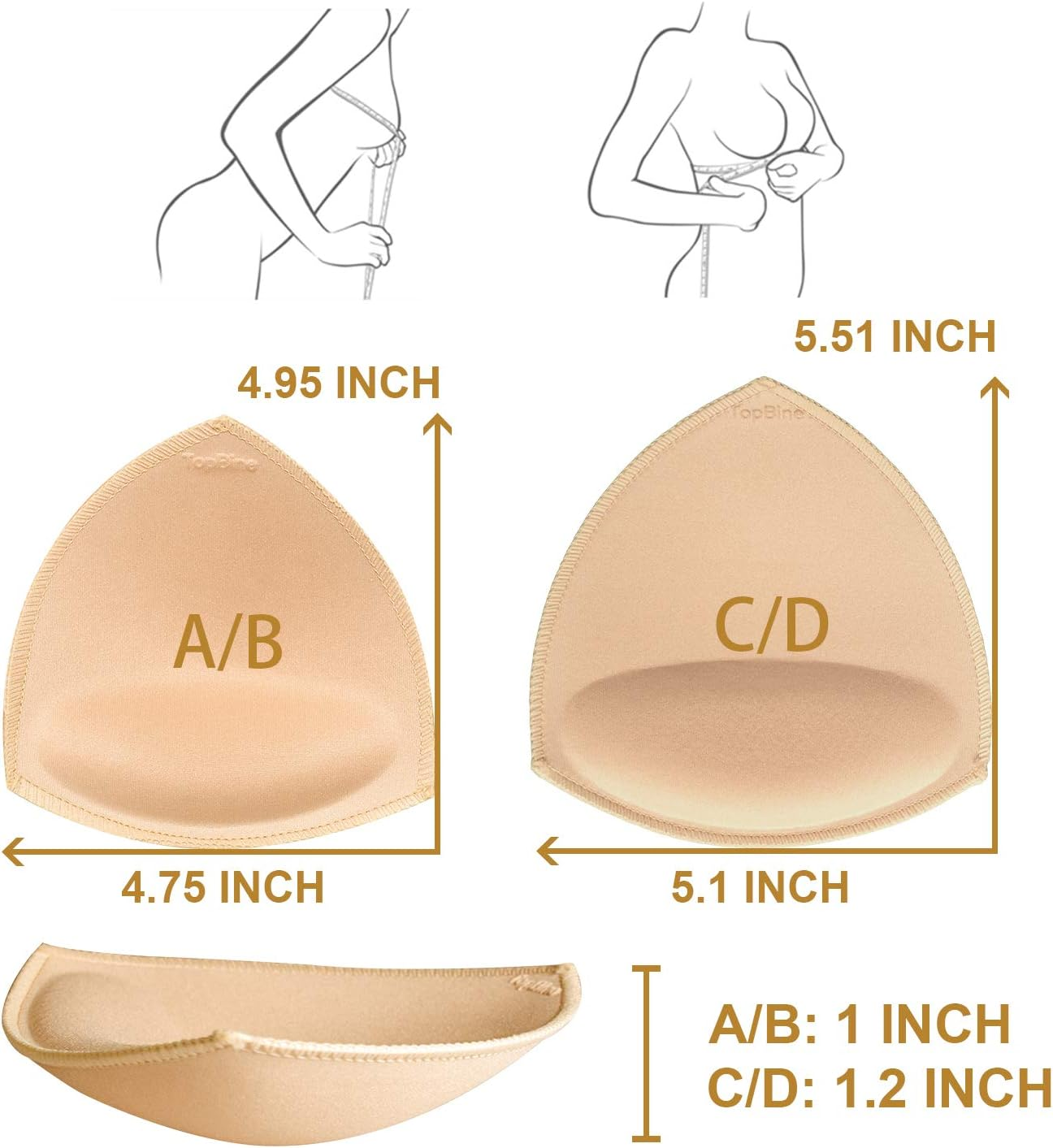 Topbine Bra Pads, Bra Padding, Removable Sports Bra Pads, Used for Swimwear and Bikinis image number 2