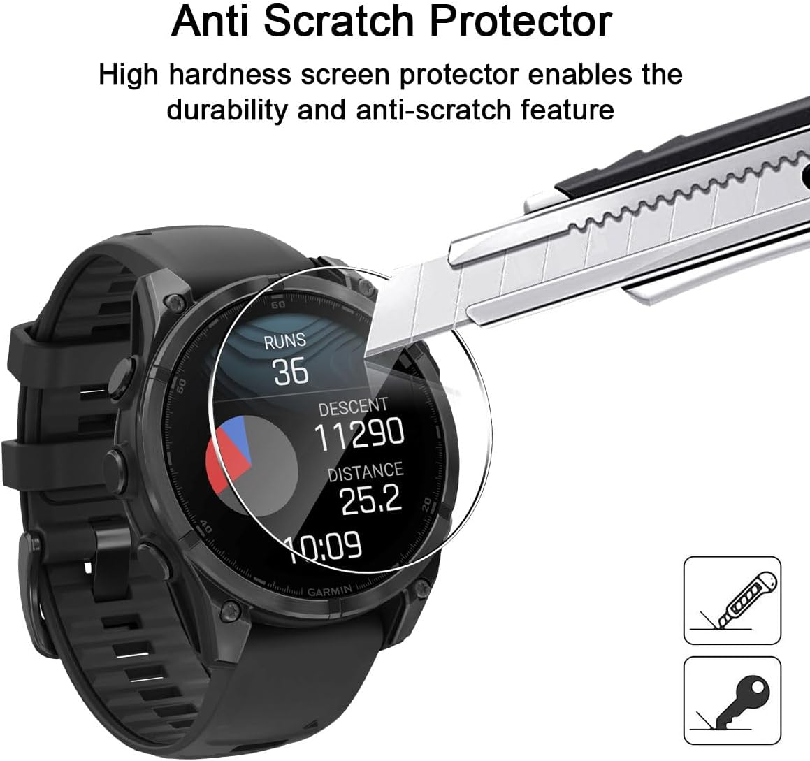 Pack of 3 Screen Protectors Compatible with Garmin Fenix 8 Amoled 51 Mm for Tempered Glass, HD Screen Protector Film, Anti-Scratch, Bubble-Free, High-Resolution Protective Glass image number 4