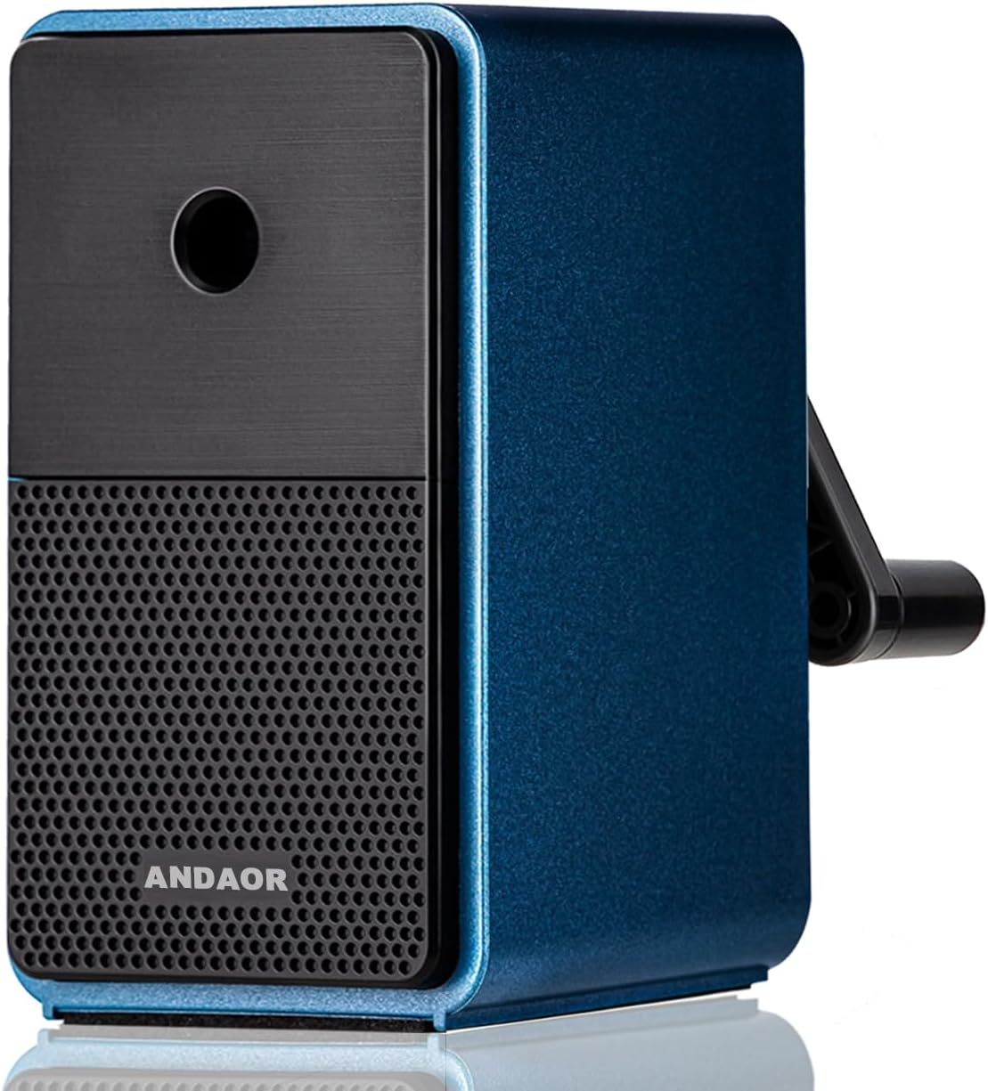 Manual Pencil Sharpener Desk Pencil Sharpener with Container 5 Grades of Thickness Adjustable and Auto-Stop Function Suitable for Kids/Students/Artists Office Use (Blue.Uk87)