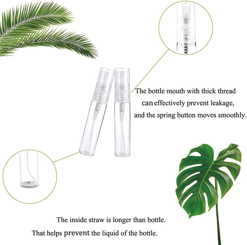 Lockmaner 60Pcs Mini Spray Bottle 2Ml,Refillable Plactic Spray Bottle,Perfume Mouthwash Atomizer for Cleaning Refillable Container about 56X12Mm image number 1