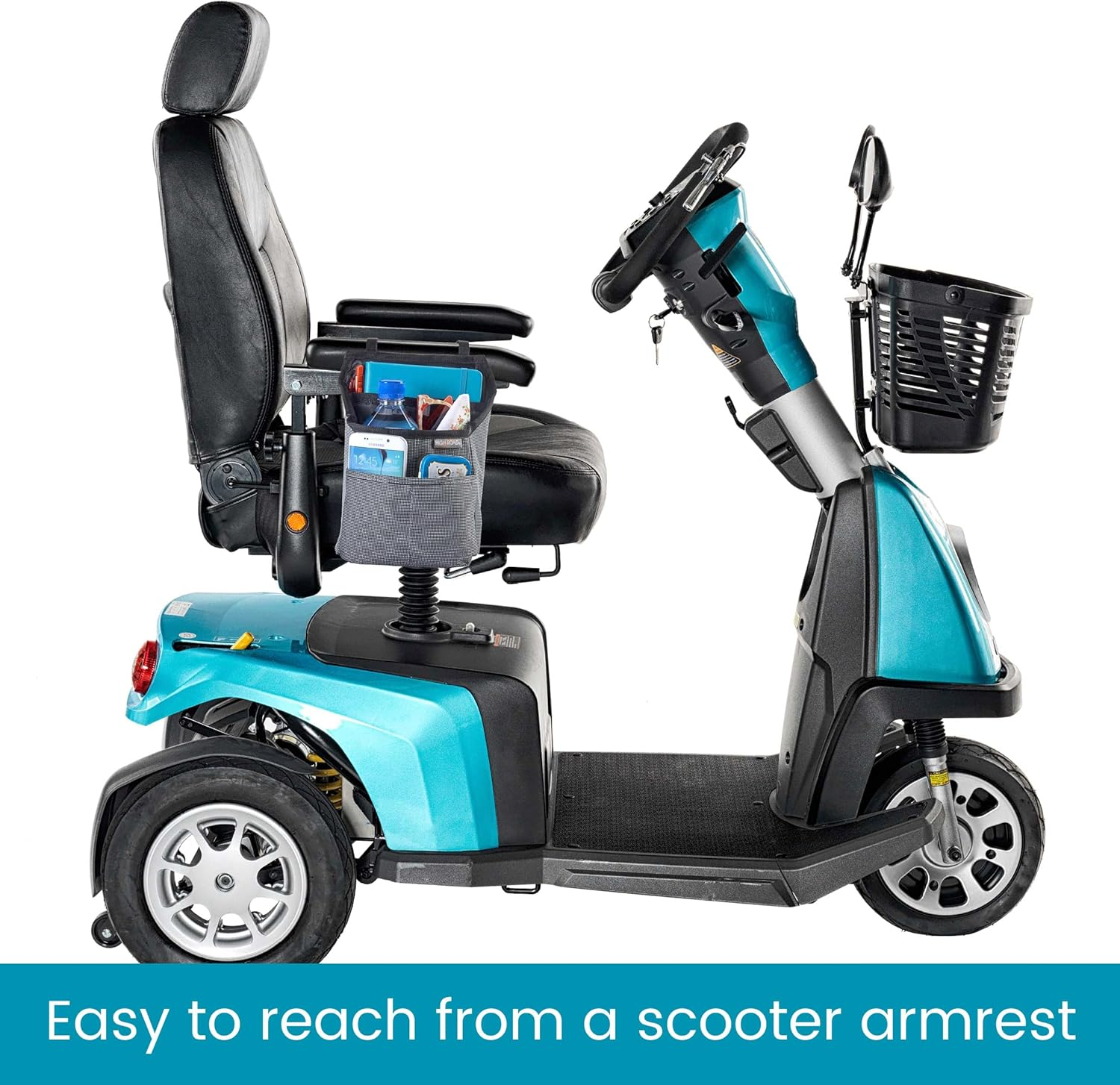 High Road Mobility Scooter Organizer, Compact Walker Bag and Wheelchair Side Bag with Easy Access Pockets for Adult Daily Living Needs (Gray Check) image number 1