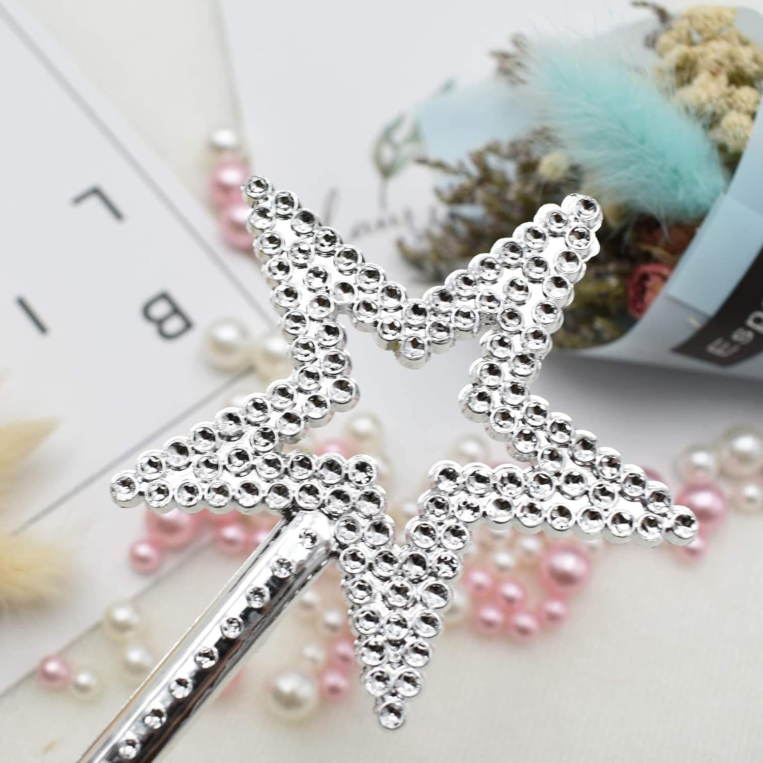 UOUYOO Silver 13 Inches Star Wand Princess Fairy Plating Silver Star Wands for Halloween image number 4