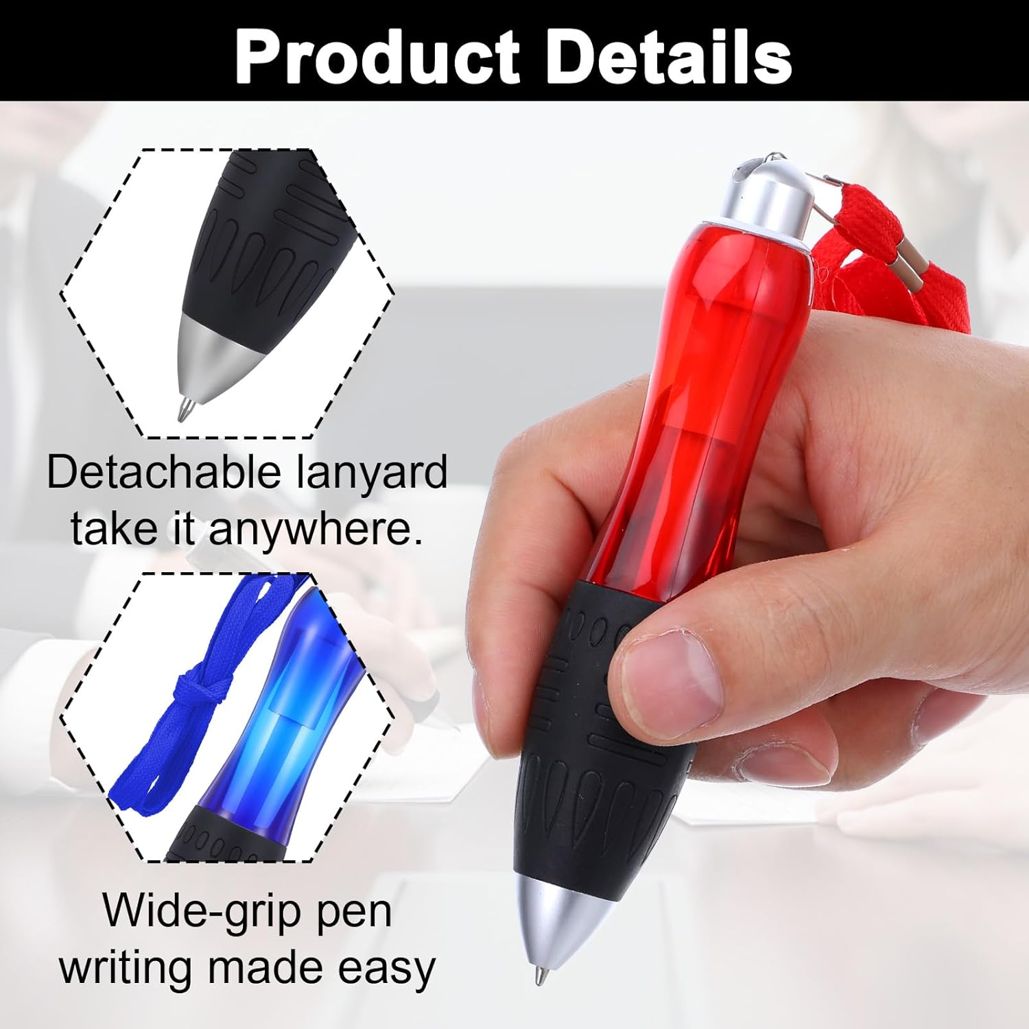 Wanmu 21 Pcs Big Fat Pens Aids Writing, Heavy Weighted Pen Large Wide Grip Pen for Tremor Arthritis Parkinson Low Grip Strength Handicap Carpal Tunnel (3 Pens + 18 Refills) image number 5