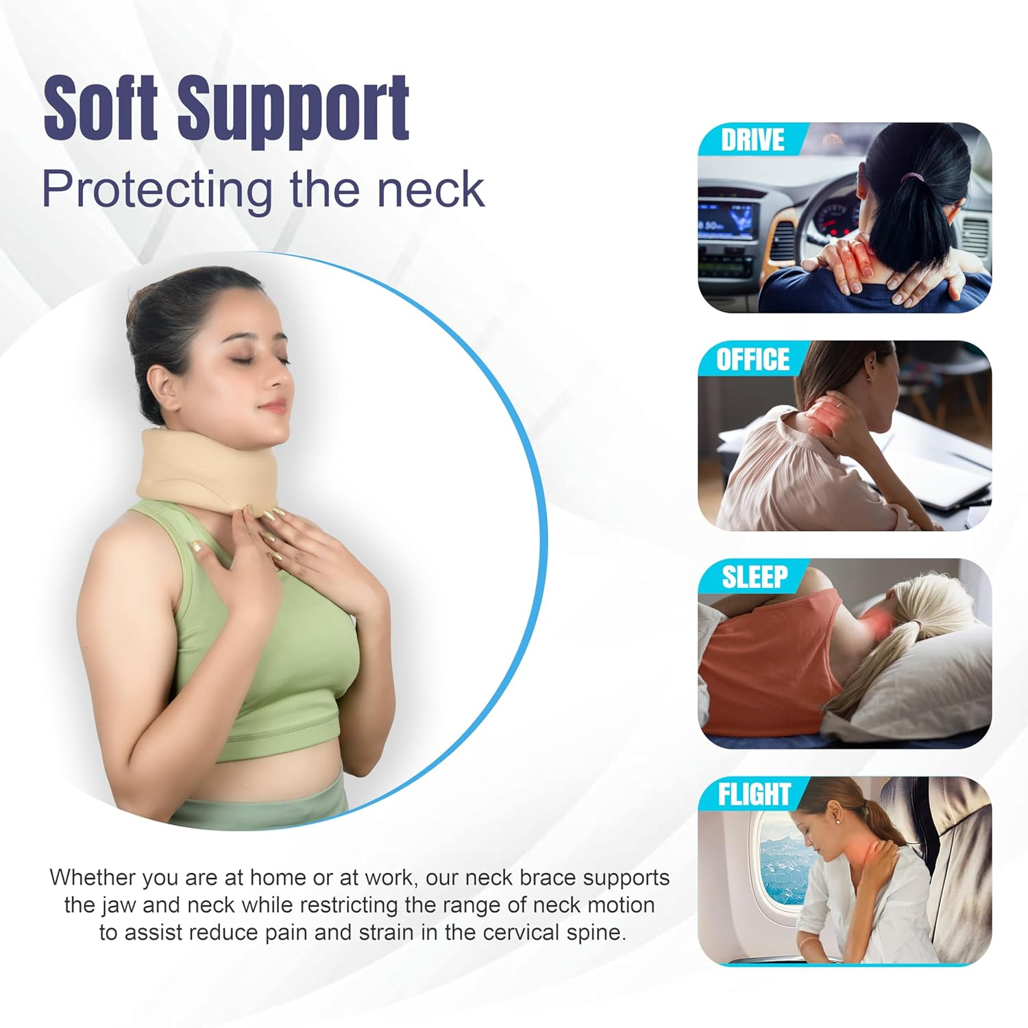 Wonder Care Cervical Collar for Neck Pain Soft Neck Support Brace for Spondylitis Neck Pain Relief for Men & Women Grey (Small: 3"-3.5") image number 4