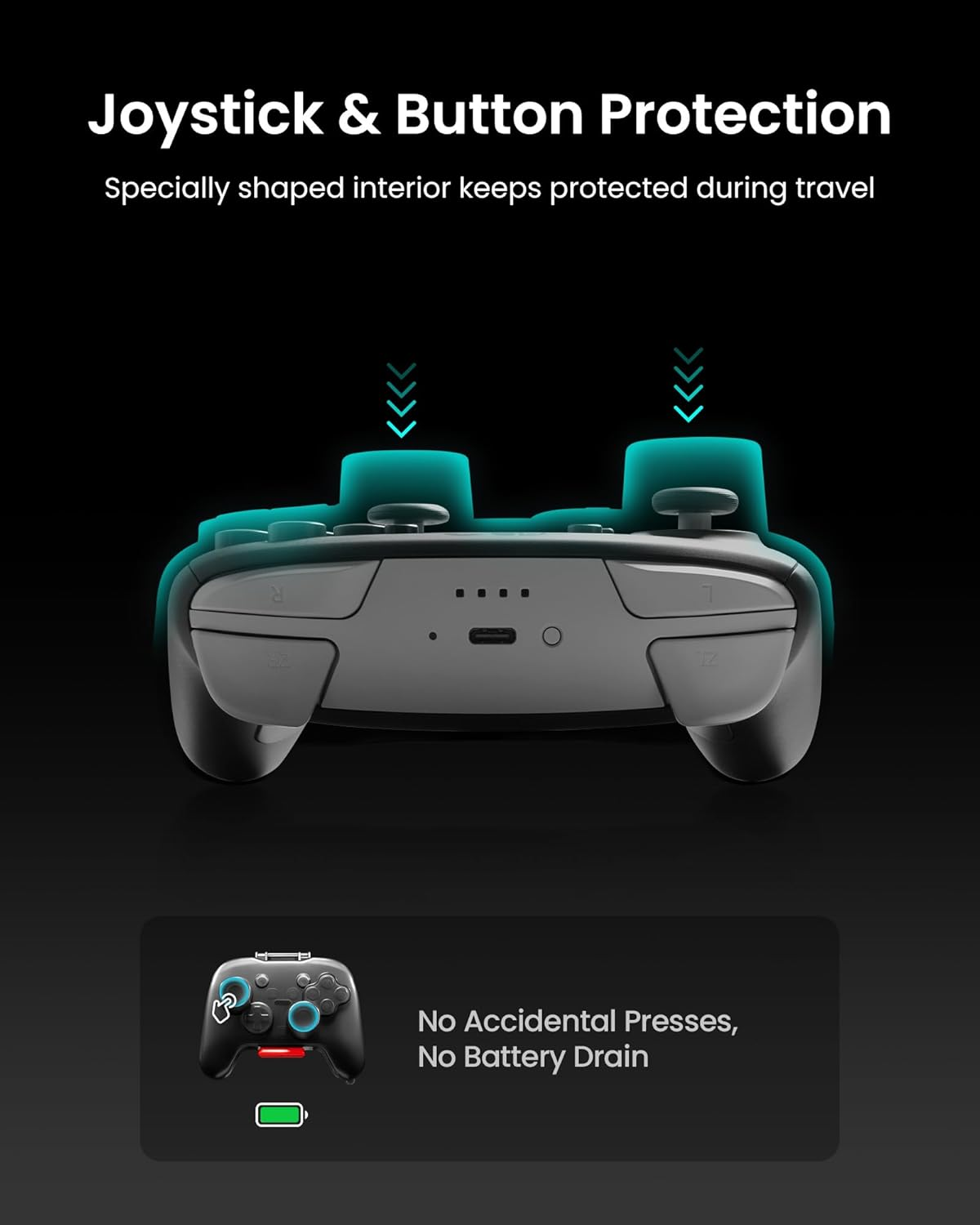 Tomtoc Protective Case for Nintendo Switch 2 Pro Controller, Hard Shell Joystick Protector, Portable Travel Storage Case, Shock-Proof, Anti-Scratch, Water-Resistant Accessory Cover image number 6