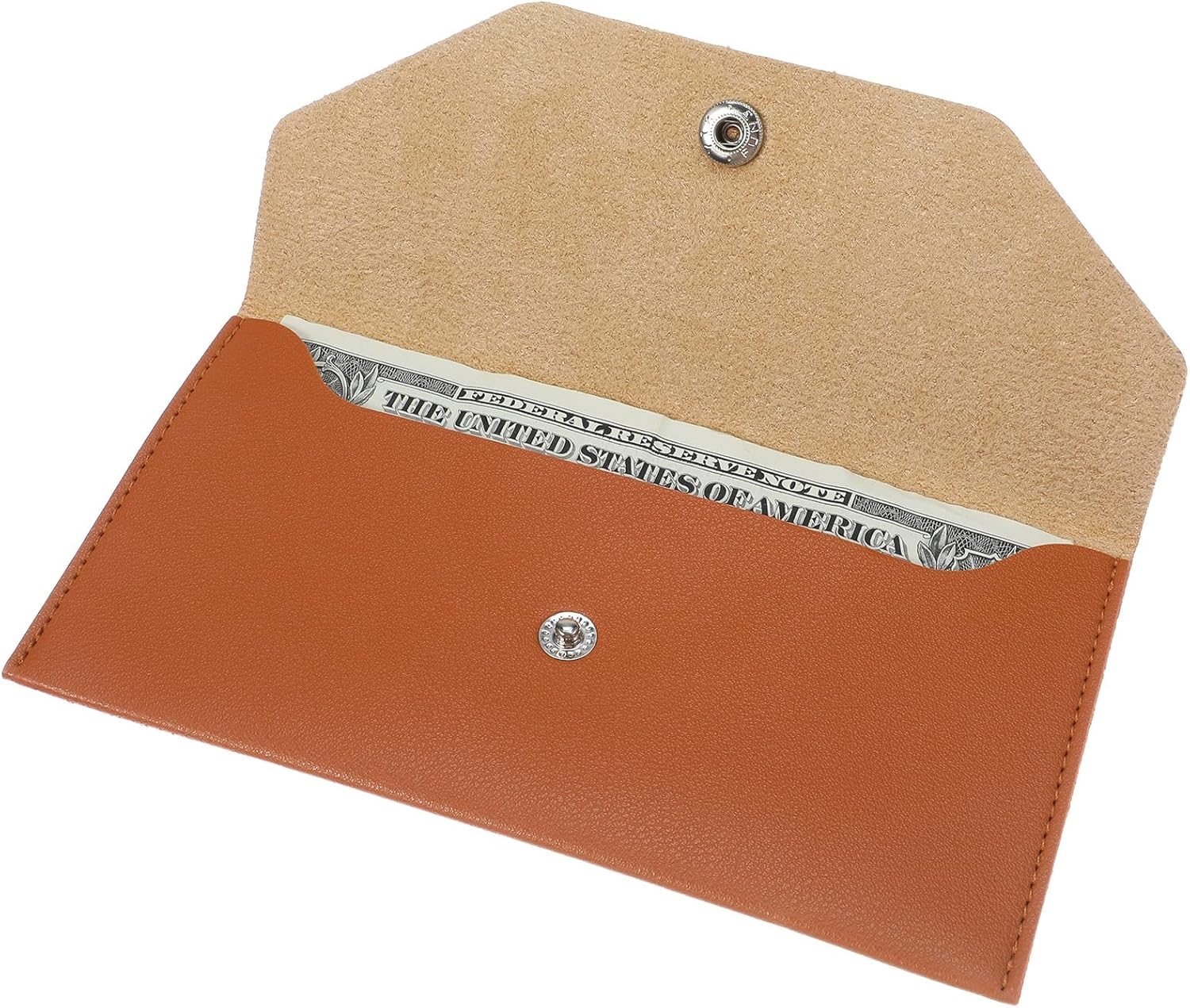 Teaaha Cash Wallet Genuine Leather Money Stuffing Wallet Organiser Reusable Budget Envelope Wallet Retro Clutch Wallet for Men Women Cash Check Billing, Minimalist Design, Pink, Modern