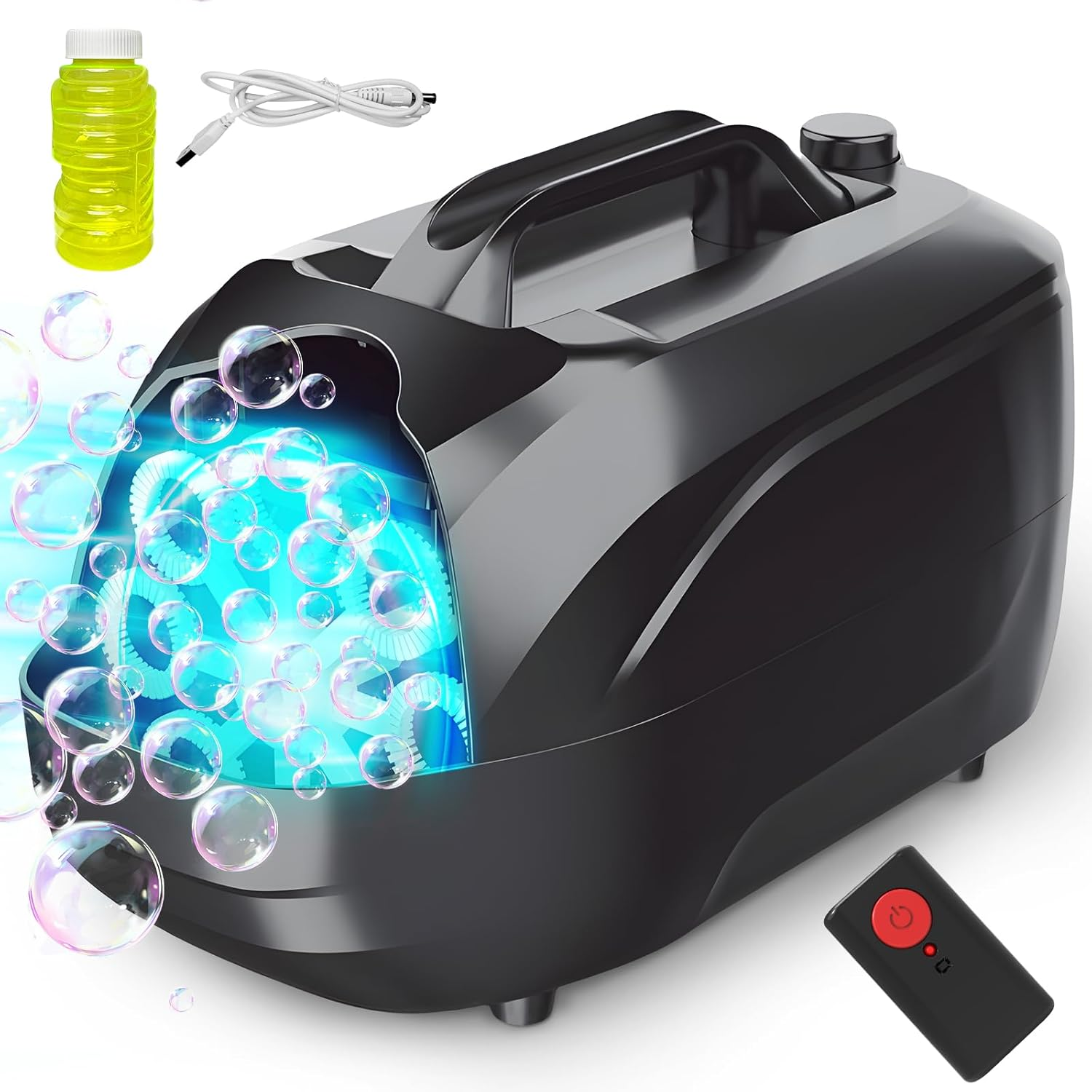 Zynexis Bubble Machine for Kids, Remote Controlled with 2-Speed, Dual Power (Usb/Battery), Large Bubble Blower for Toddlers Adults, Indoor Outdoor Party Wedding, Safe Durable, Gift Ready with Solution image number 2