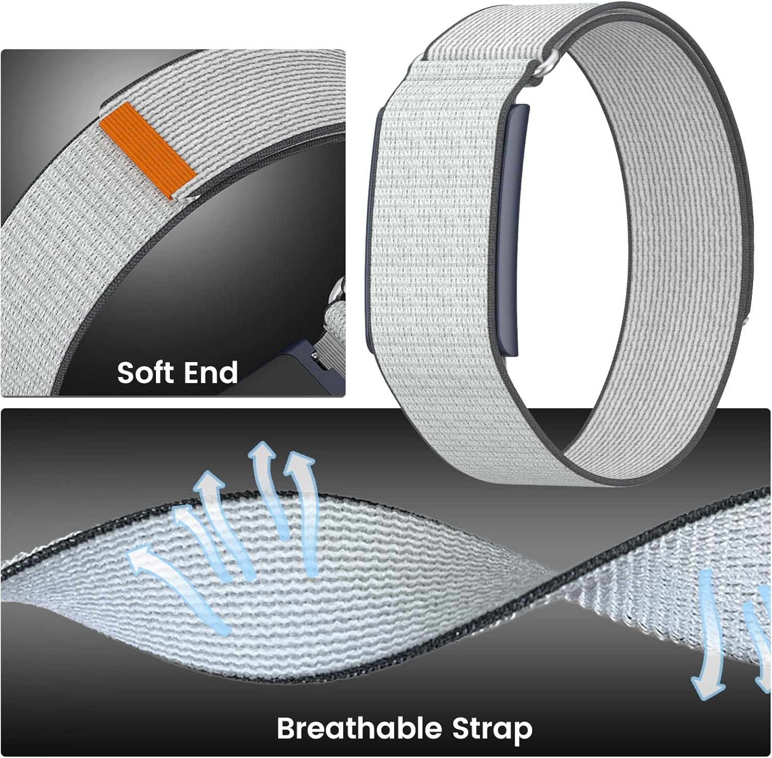 Blikwyt Nylon Loop Compatible with Amazfit Helio Strap Band, Breathable Soft Sport Hook and Loop Wristband with Overlay Covered Design image number 1