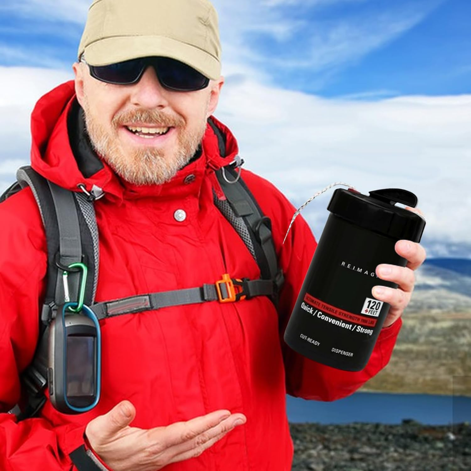 Rope Canister Dispenser, Refillable Rope Storage Case, Portable Twine Organizer Tool, 15X8Cm Quick-Access Cord Container, for Camping, Hiking, Crafting, Outdoor Wrapping Tasks image number 3