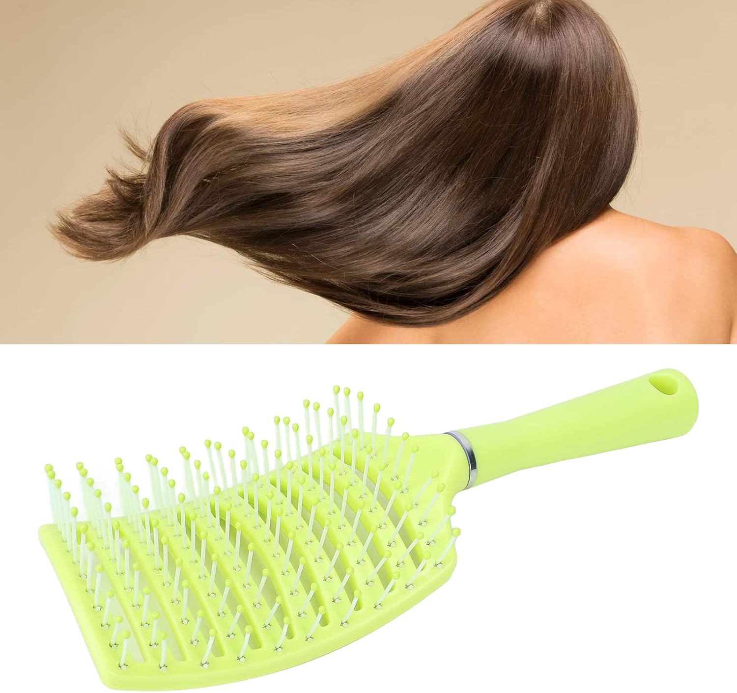 Hair Brush, Curved Scalp Massage Ergonomic Paddle Hair Brush for Hair Salon for Home Travel for Men Women(Fluorescent Yellow)