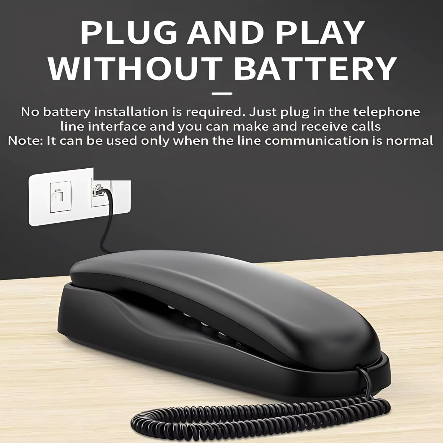 Corded Telephone, Wall Mount Portable Landline Phone Clear Sound Quality Curve Design with 150Cm Cable for Home and Office image number 6