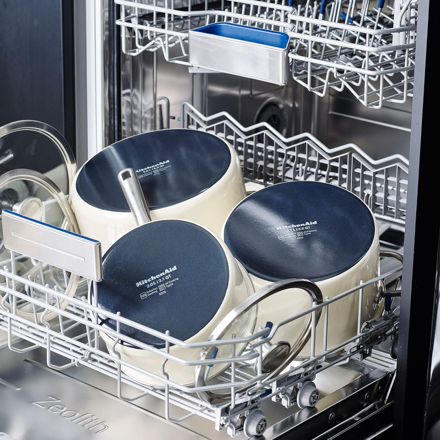 Kitchenaid Steel Core Enamel 16 Cm/1.3 Litre Saucepan with Lid, German Engineered Enamel, Induction, Oven Safe, Almond Cream