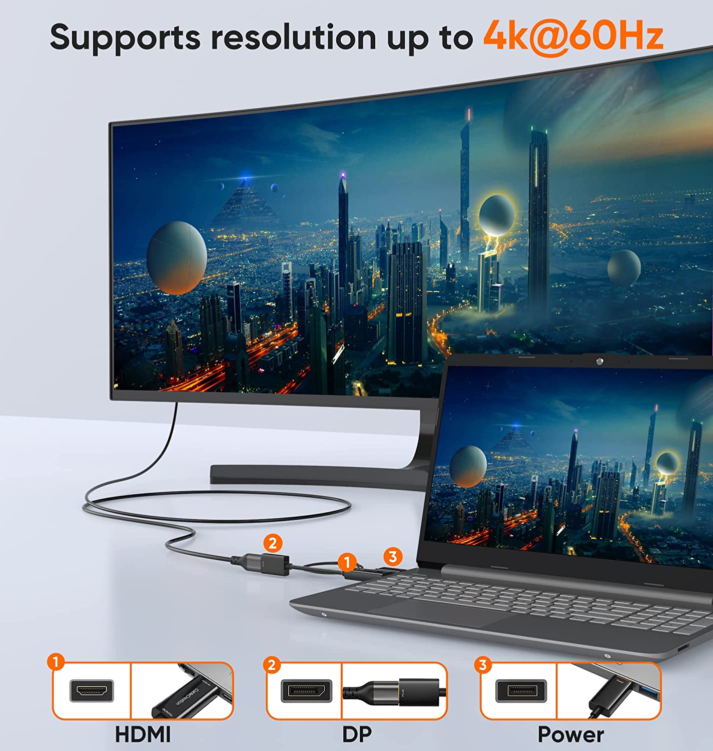 HDMI to Displayport Adapter with USB Power, Cablecreation 4K@60Hz 2560 * 1440@120Hz HDMI Male to DP Female Adapter for Xbox One, Switch, Laptop, Monitor Compliant with VESA Dual-Mode Displayport 1.2 image number 5