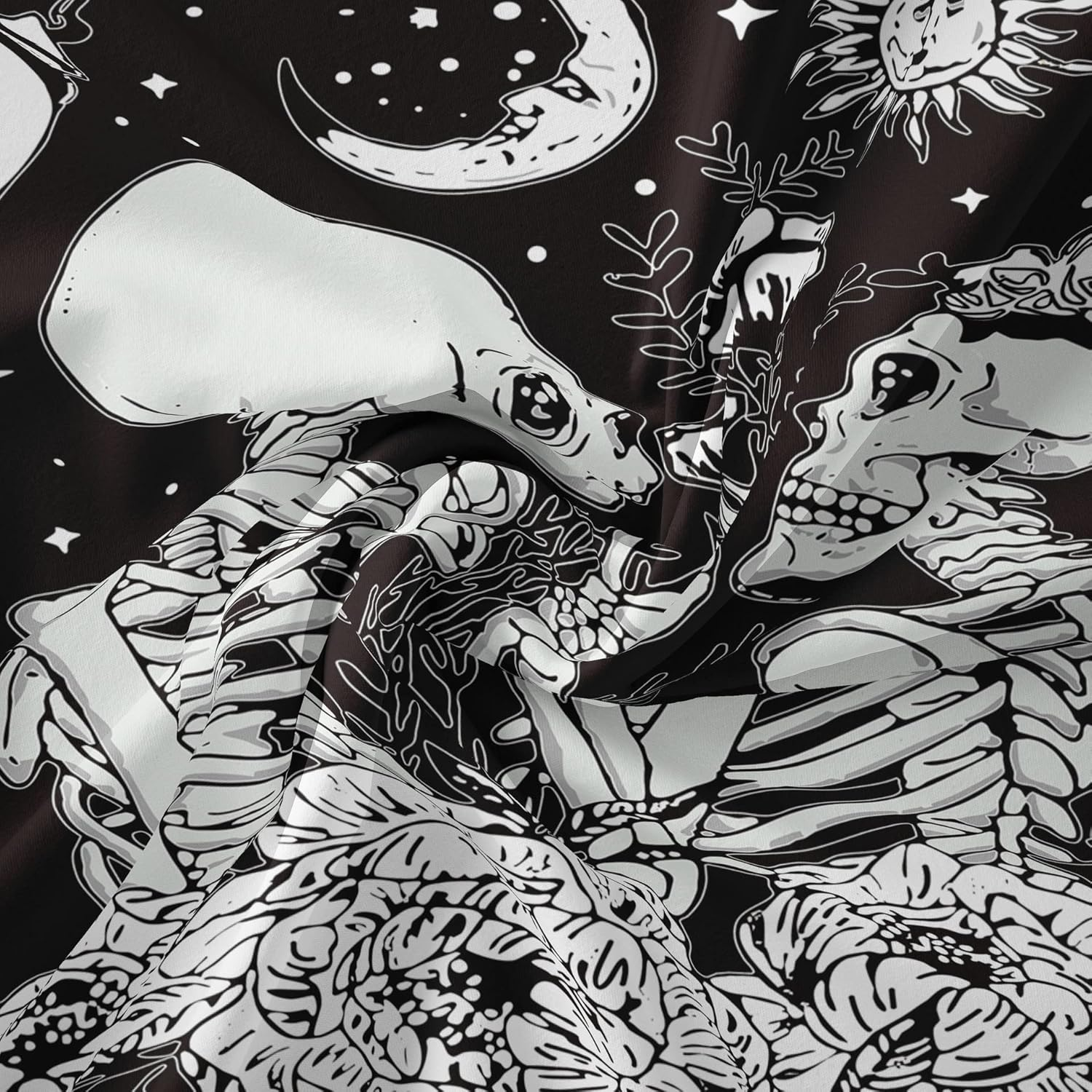 Skull Tapestries Black and White Skeleton Gothic Grunge Dark Witchy Wall Hanging Decor Tapestry for Bedroom Aesthetic Alt Room (30X40 Inches Vertical) image number 3