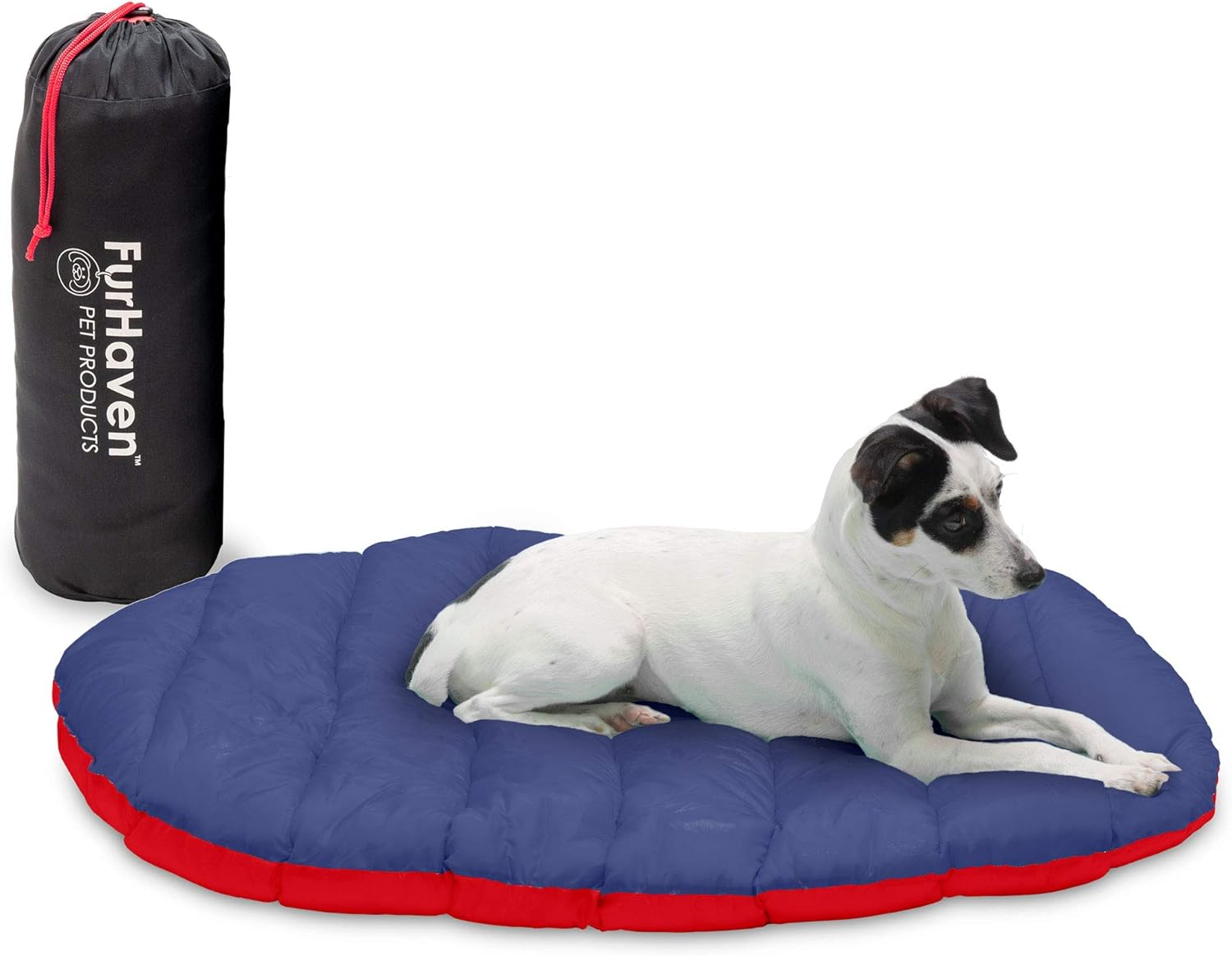 Furhaven Pet Dog Bed - Trail Pup Packable Outdoor Travel Pet Camping Pillow Bed Stuff Sack with Bag for Dogs and Cats, Flame Red and True Blue, Small image number 7