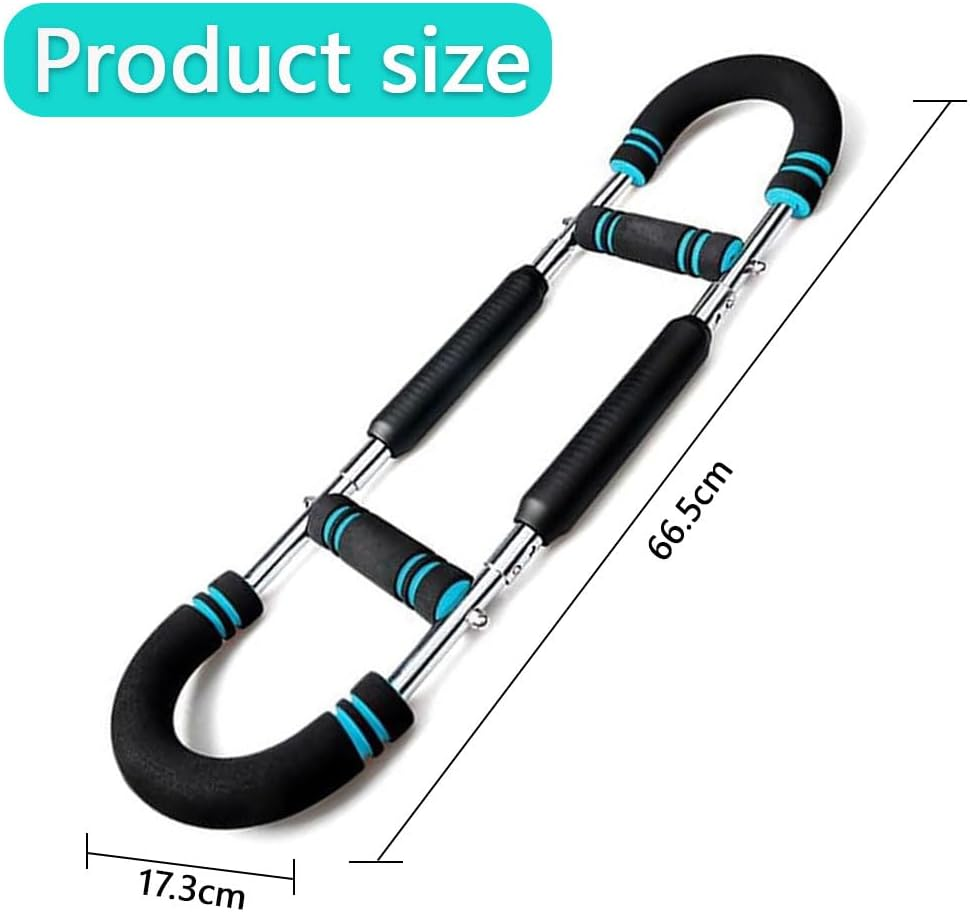 Adjustable U-Shaped Power Twister Arm Trainer &ndash; 3-Level Resistance Chest Expander (40 KG) for Upper Body Strength Training, Home Gym Workout Bar for Chest, Arms, Shoulders (Blue, 18 X 68 CM) image number 2