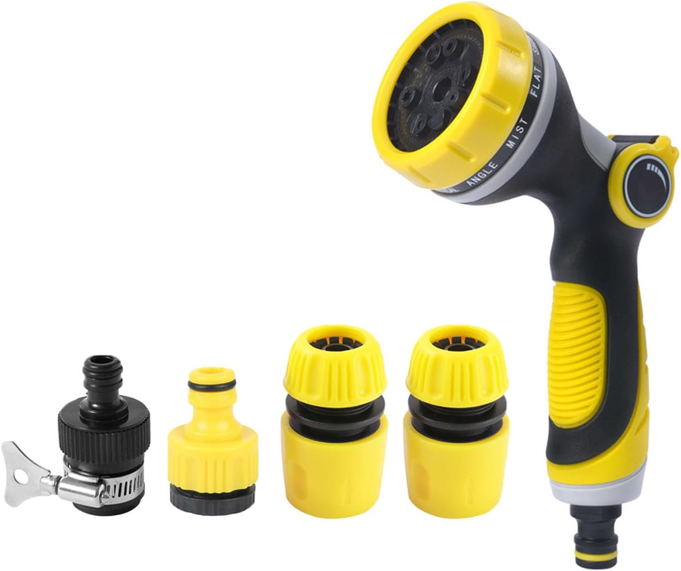 Shgarden Garden Hose Nozzle Sprayer Heavy Duty 5Pcs Water Hose Nozzle Sprayer with 10 Adjustable Watering Patterns Thumb Control on off Valve Anti-Slip Garden Hand Shower for Watering SH0069 (Orange)