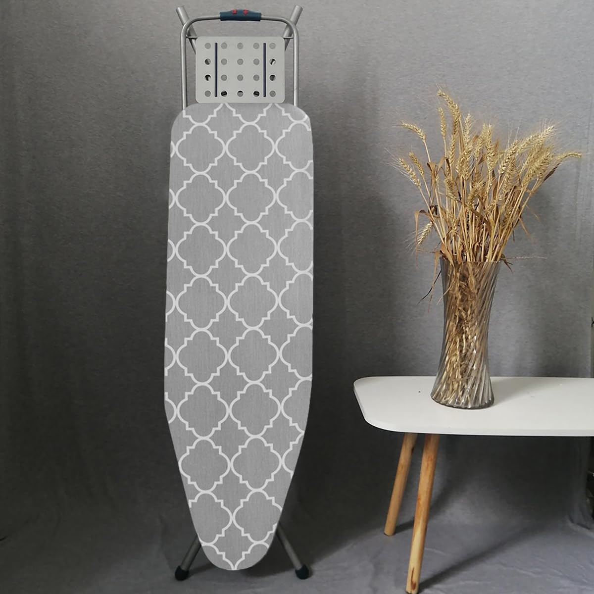 Ironing Board Cover,50Cm X140Cm Thick Cotton Iron Cover with 4 Fasteners with Elastic Edges Scorch Resistant Ironing Board Cover Set(Gray) image number 3