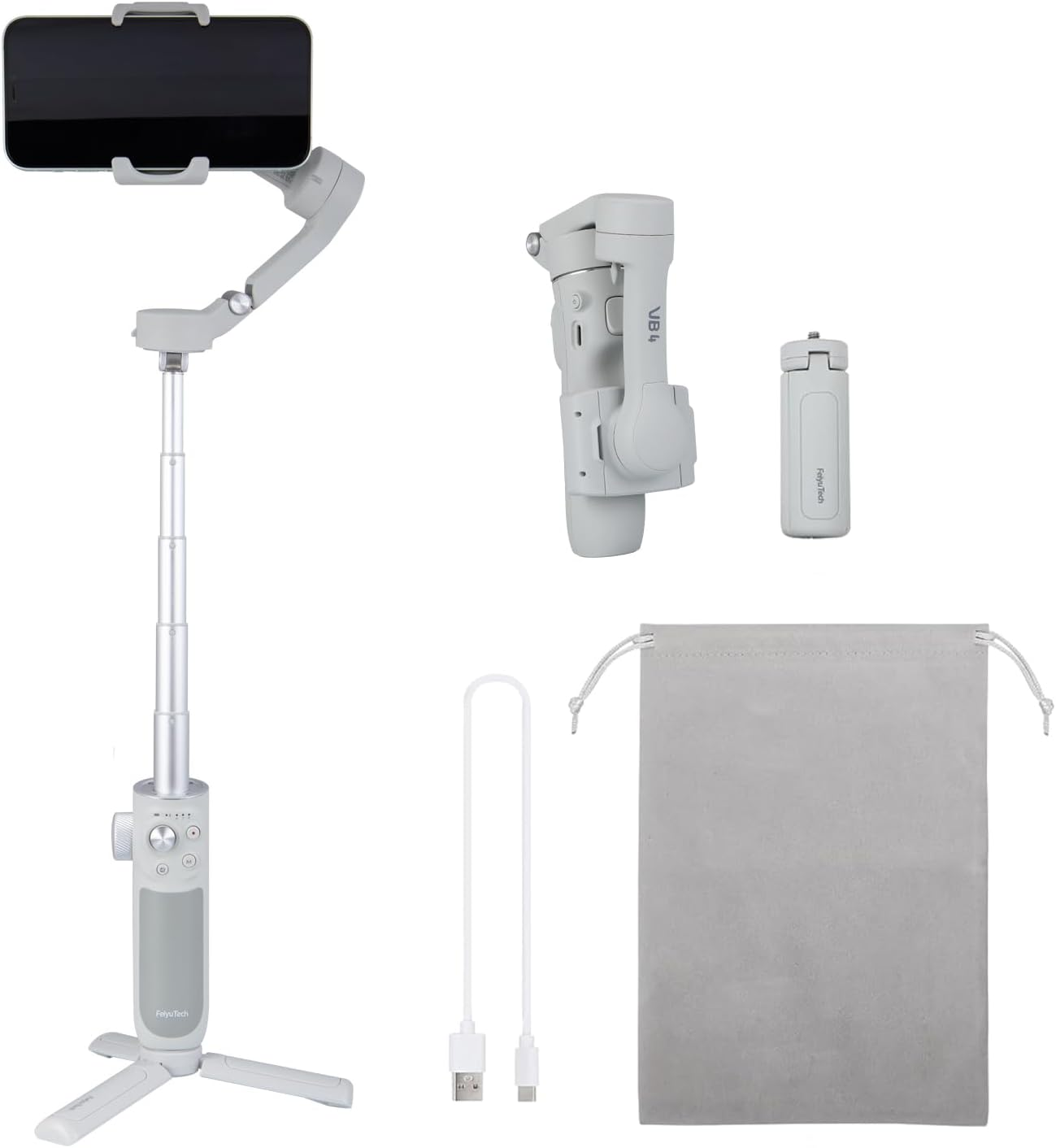 Feiyutech Vimble 4 [Official] 3-Axis Smartphone Gimbal Stabilizer,8.4&rsquo;&rsquo;Built-In Extendable Pole,Face/Object AI Tracking,Fits Iphone14 13 Pro/Max Samsung Android Phone Youtube INS Tiktok,Max 260G image number 4