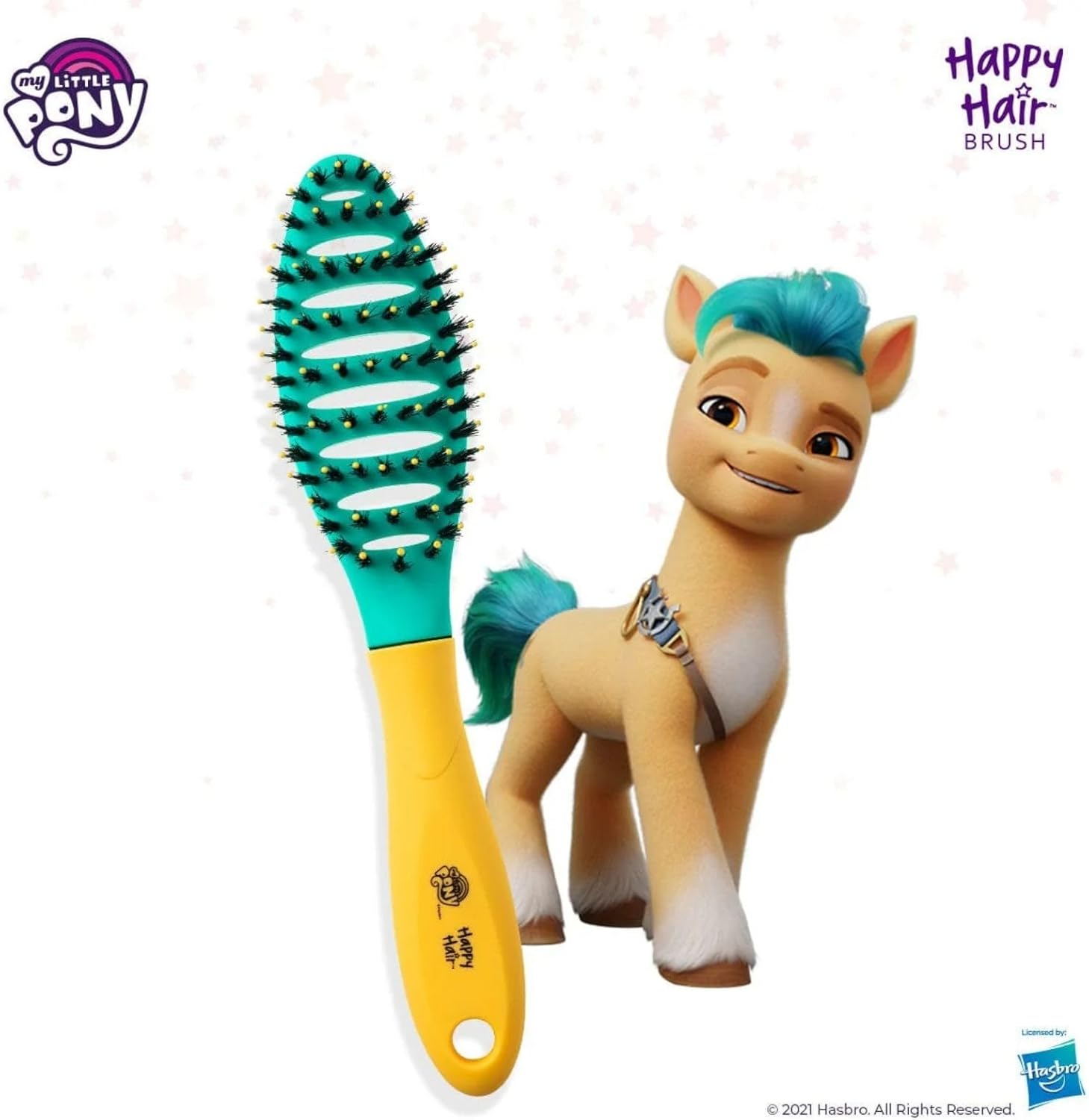 HAPPY HAIR: Mini Brush - My Little Pony Hitch - Bristles and Pins Designed to Detangle and Smooth All Hair Types - Great for Toddlers, Shorter Hair & Pets image number 5