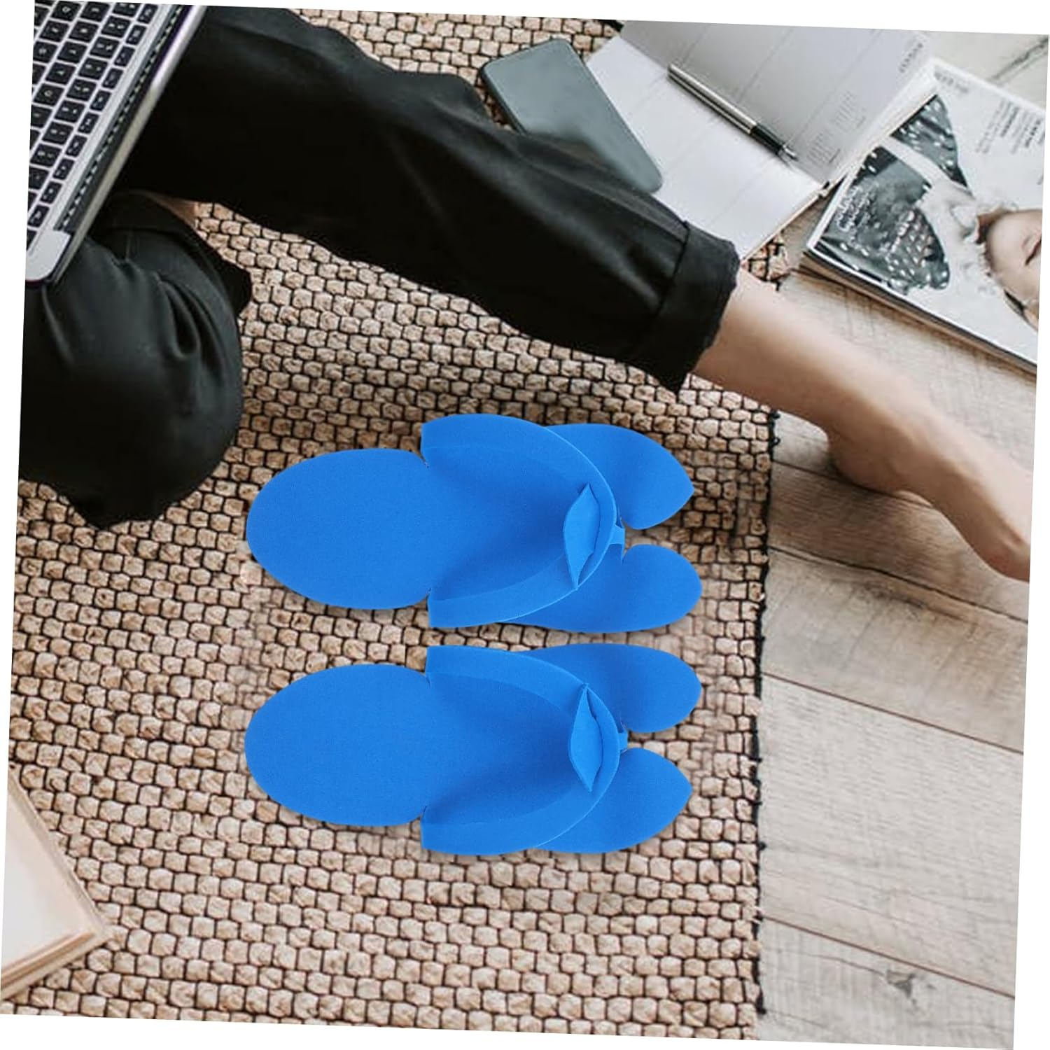 PENIKOKO 12 Pairs Disposable EVA Manicure Slippers Lightweight Portable Hotel Footwear for Spa Travel Salon Guest Use Slip Soft Comfortable Design image number 1