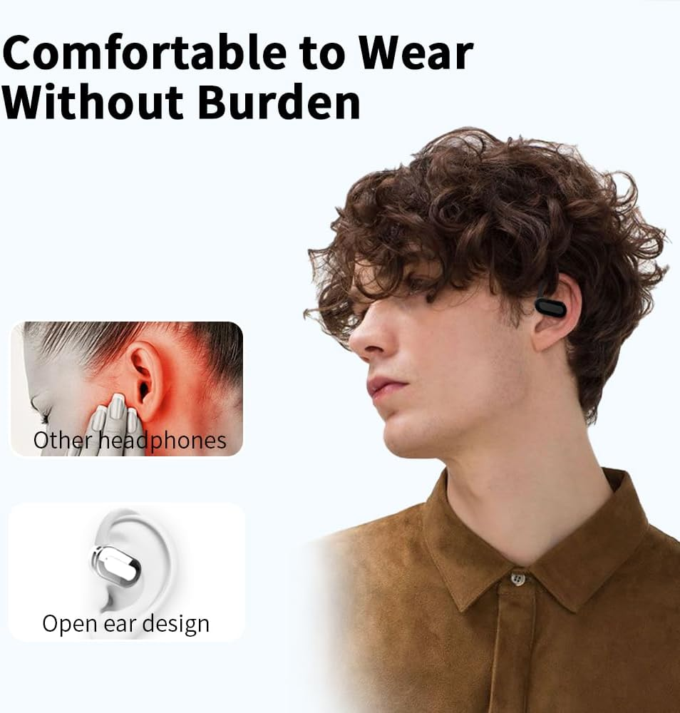 Slub Open Ear Bluetooth Headset, Bluetooth Wireless Sports Headset, Air Lining, Bluetooth 5.3, IPX5 Waterproof for Running, Fitness and Gaming (Black) - Black image number 4