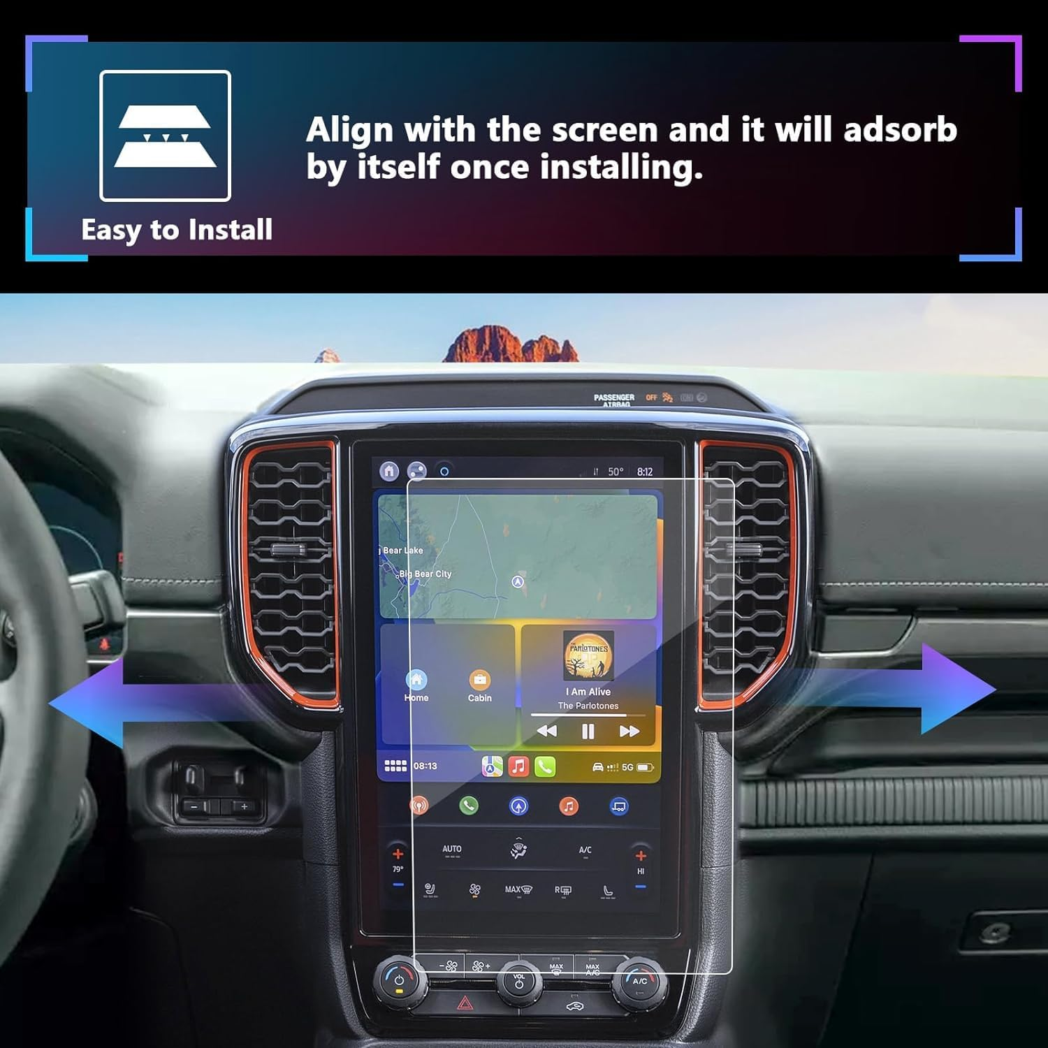 Screen Protector Compatible with 2024 Ford Ranger 12 Inch Touchscreen,9H Hardness Shock Resistant,Tempered Glass Screen Protector for 2024 Ranger Lariat Raptor image number 4