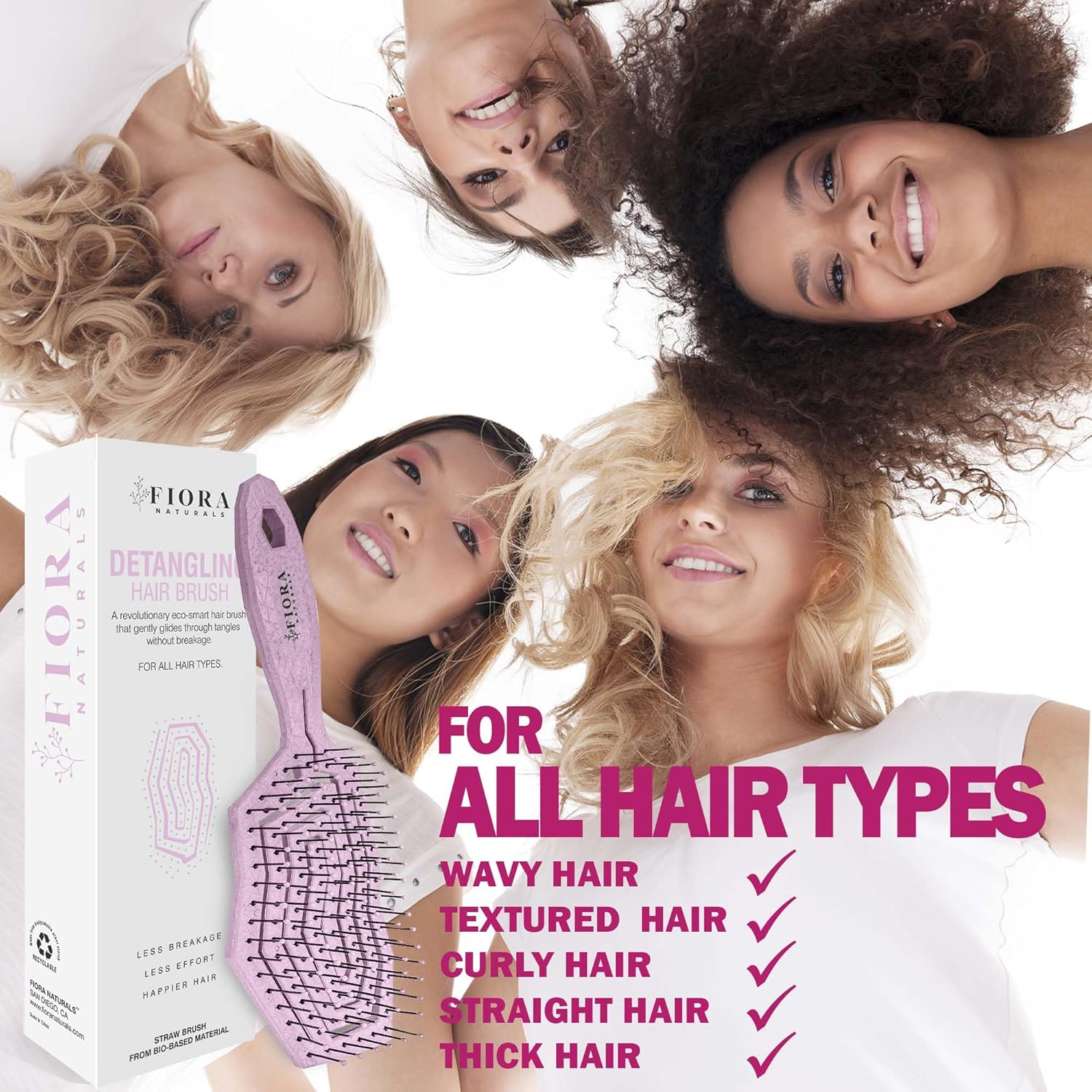 Fiora Naturals Hair Detangling Brush -100% Bio-Friendly Hair Detangler Brush W/Ultra-Soft Bristles- Glide through Tangles with Ease - for Curly, Fine, Women, Men, Kids, Toddlers, Wet and Dry Hair - Green image number 4