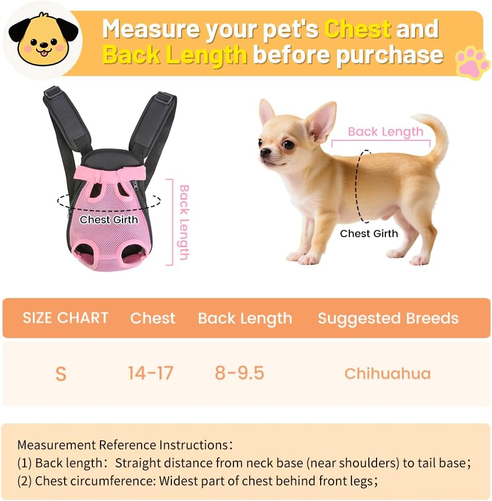 Inspack Dog Cat Backpack Carrier, Adjustable for Small Medium Dogs, Front Chest Pet Carriers, Puppy Sling, Holder Papoose for Cat Body【Small Size】 image number 5