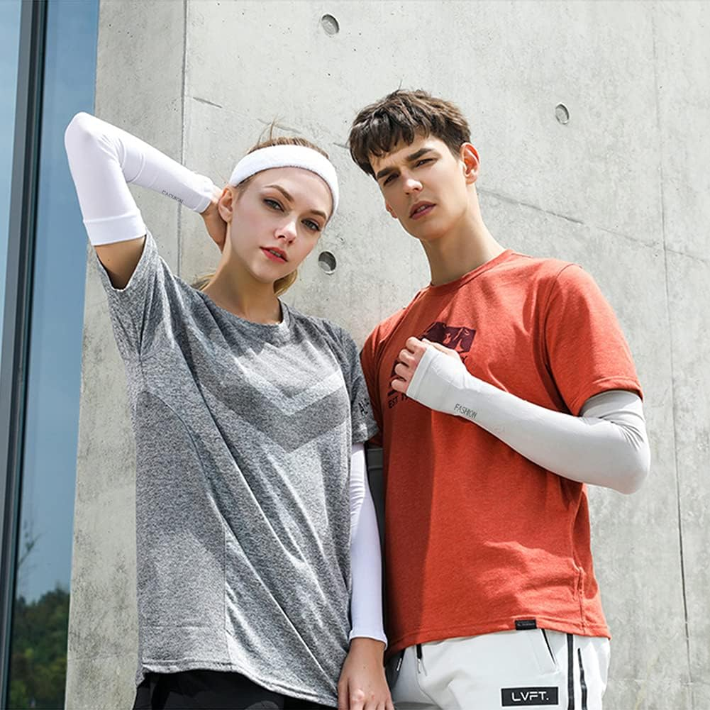 UV Protection Cooling Arm Sleeves for Men Women Youth, Beister 6/3 Pairs Long Sunblock Protective Arm Covers for Cycling,Basketball,Running,Driving,Covering Tattoos - 3 Pairs Black+White+Grey image number 4