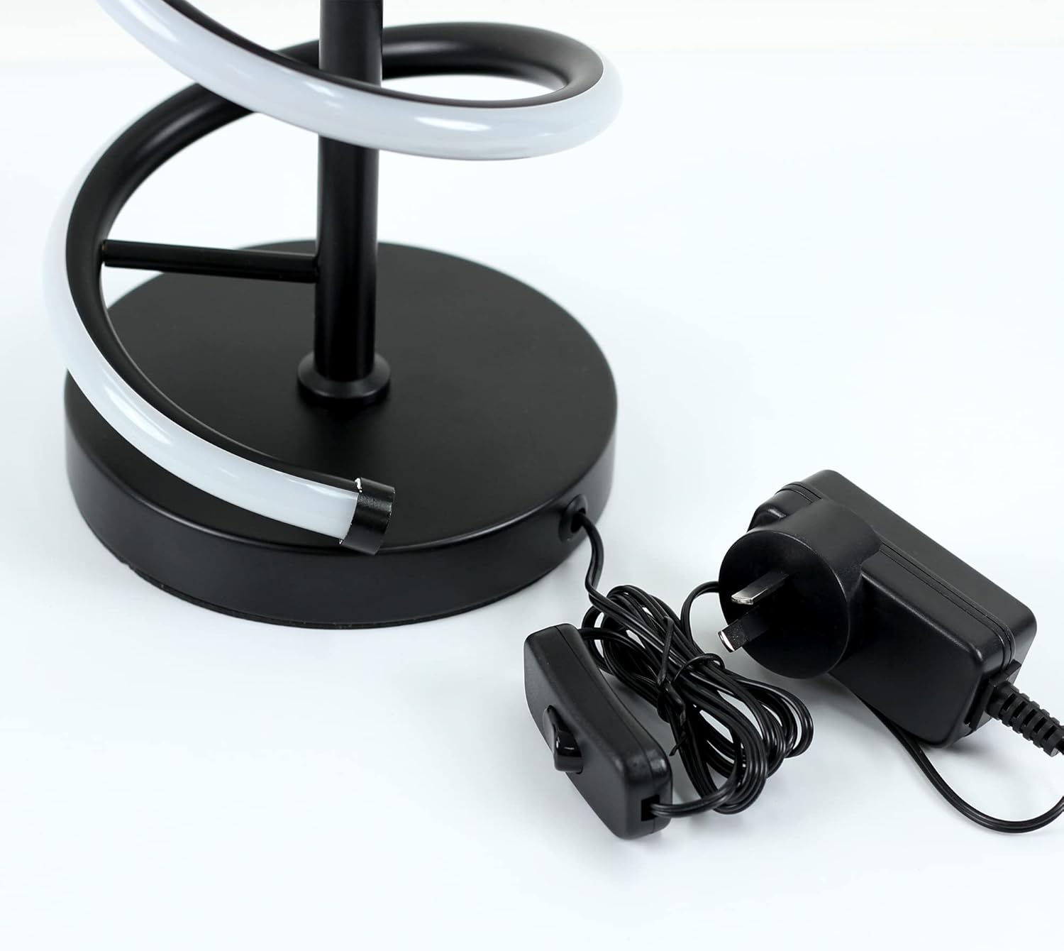 Lexi Lighting 500 Lumens 10W Cirrhi LED Table Lamp, Black Aluminium, Built-In WARMWHITE LED, Low Voltage, Lavish Spiral Design, Perfect for Bedroom or Side Table Ambient Lighting image number 3