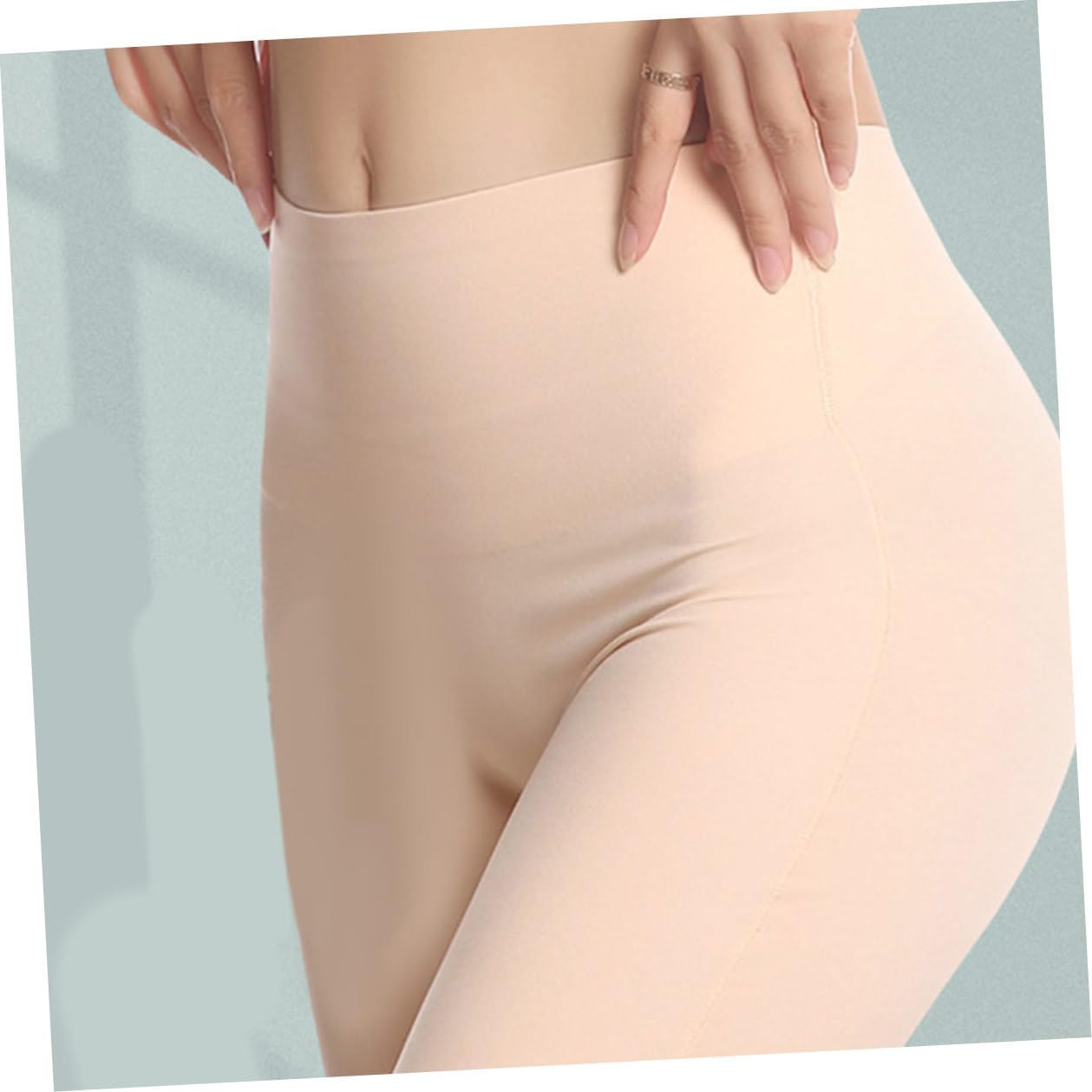 Healvian High Waist Maternity Underwear Women Panties Breathable Ice Silk Seamless Anti-Exposure Safety Shorts Tummy Control for Pregnancy and Postpartum Khaki image number 6