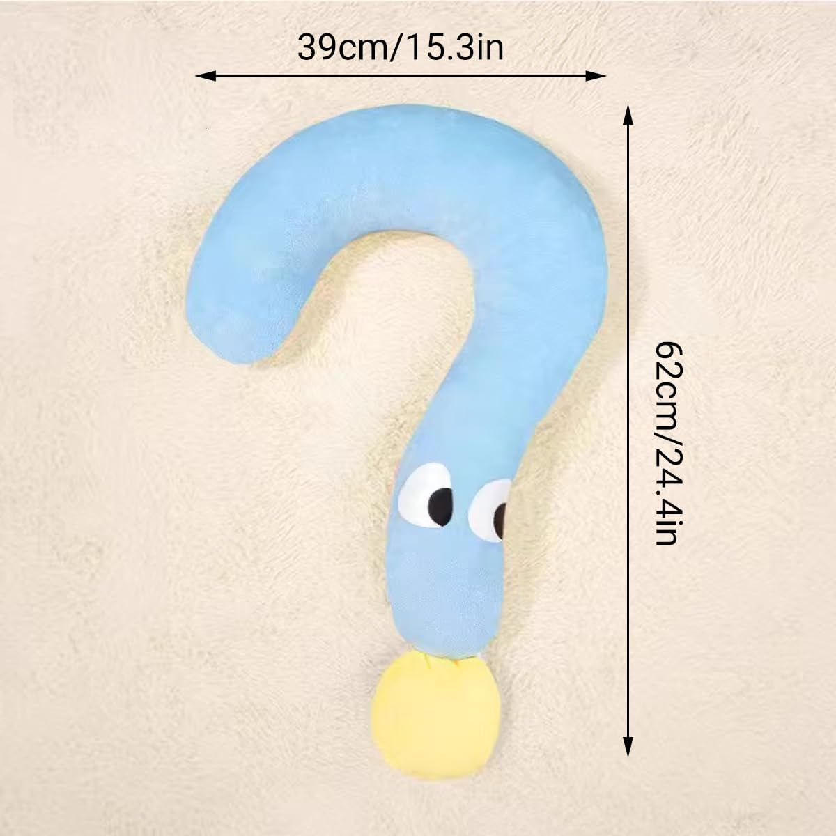 AIMALL Pet Support Pillow, Dog & Cat Comfort Cushion, Blue Question Mark Shape with Yellow Ball, Soft Plush Material with High Elastic PP Cotton, 24.4 X 15.3 Inches image number 3