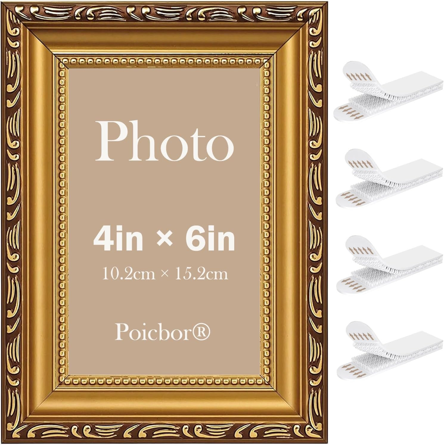 Vintage Picture Frame, 6&times;8'' Picture Frame Gold, for Desktop Display and Wall Mount Home Decor, Ornate Photo Frame for Poster (6X8In - Gold)