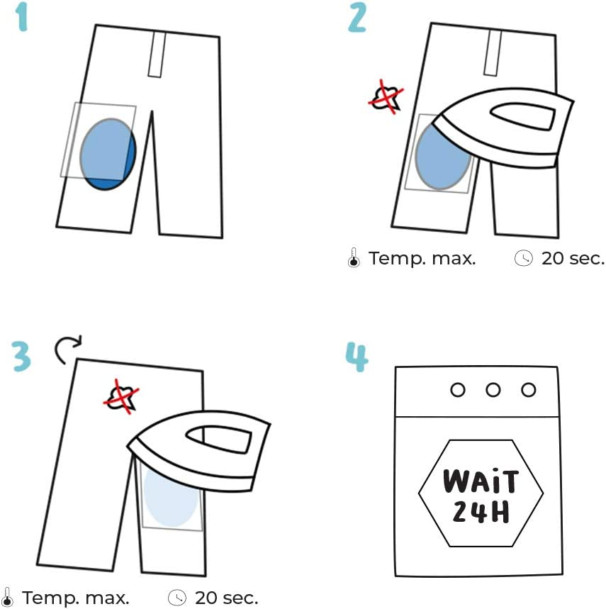 Iron-On Thermoadhesive Knee Pads. Elbow Pads to Protect Your Clothes and Repair Pants, Jackets, Sweaters, and Shirts. 3.4 X 3.9 in (Black, 12 Patch)