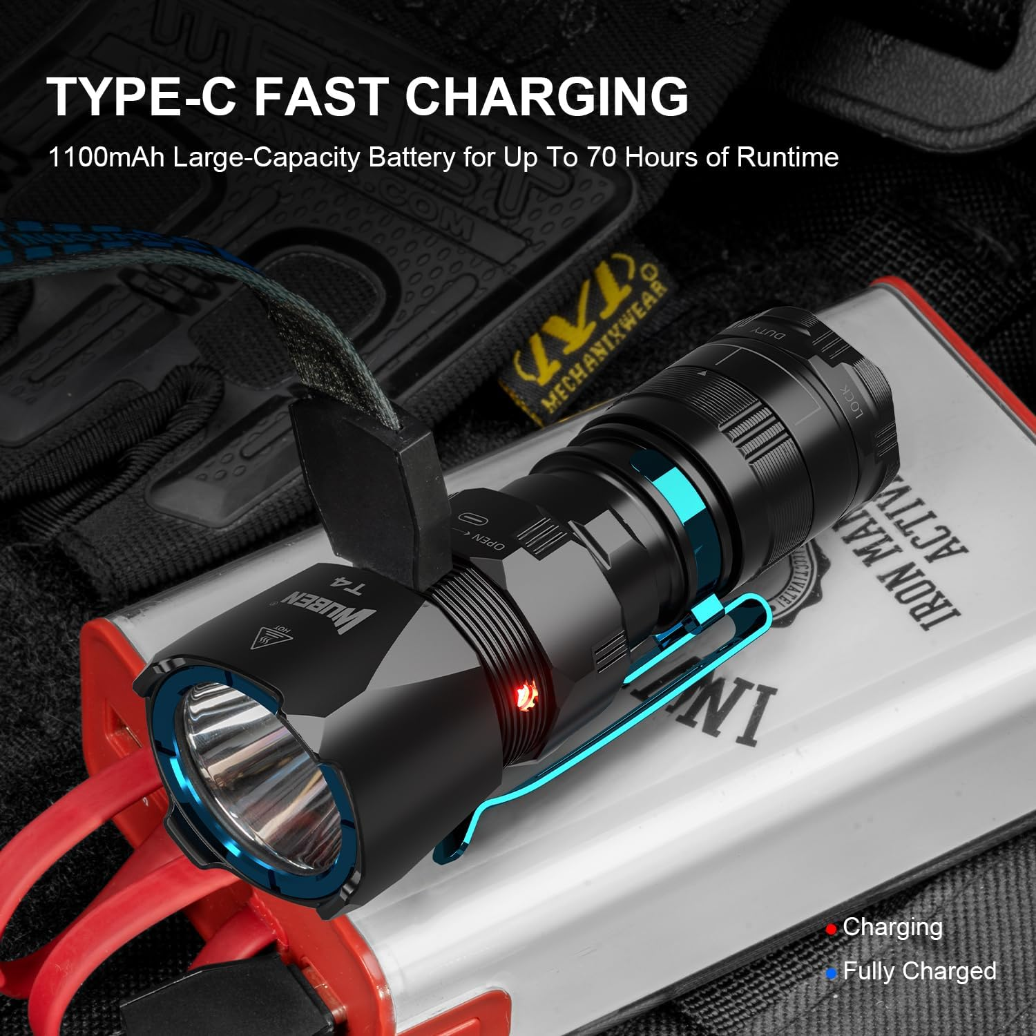 WUBEN T4 Tactical Flashlight Rechargeable for EDC, Small Flashlight Powerful 401M Long Throw, Pocket Flashlight with Tactical/Duty/Lock 3 Modes, Mini Flash Light for Police, Military, and Daily Use image number 1