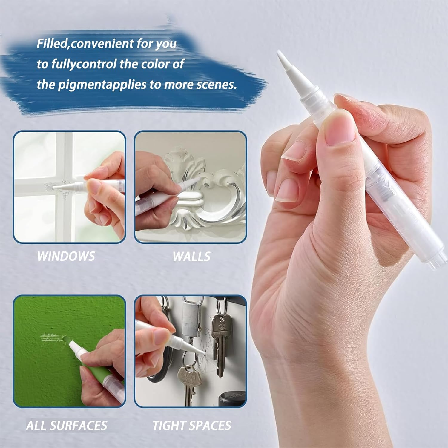 3 Pack Refillable Paint Pens 5Ml - Transparent Touch up Brush for Walls, Furniture & Wood Floors&Window， Precision DIY Repair Kit image number 5