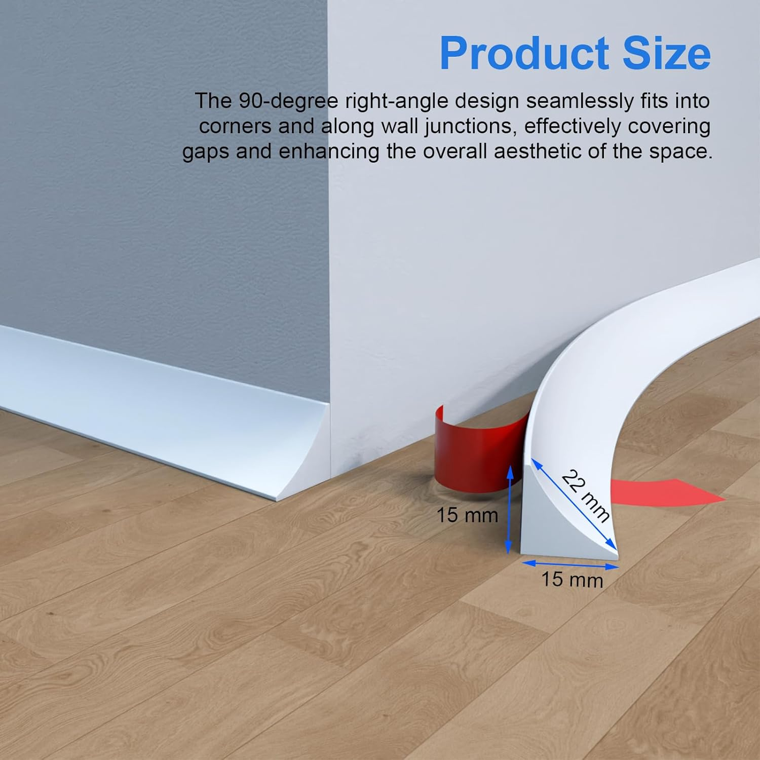 5 Meters PVC Corner Trim, White Plastic Floor Edge Trim, Peel and Stick Wall Moulding, Flexible Skirting Board Molding Trim, Self Adhesive Wall Beading for Wall Corner, Ceiling, Floor, Tile Edge image number 3