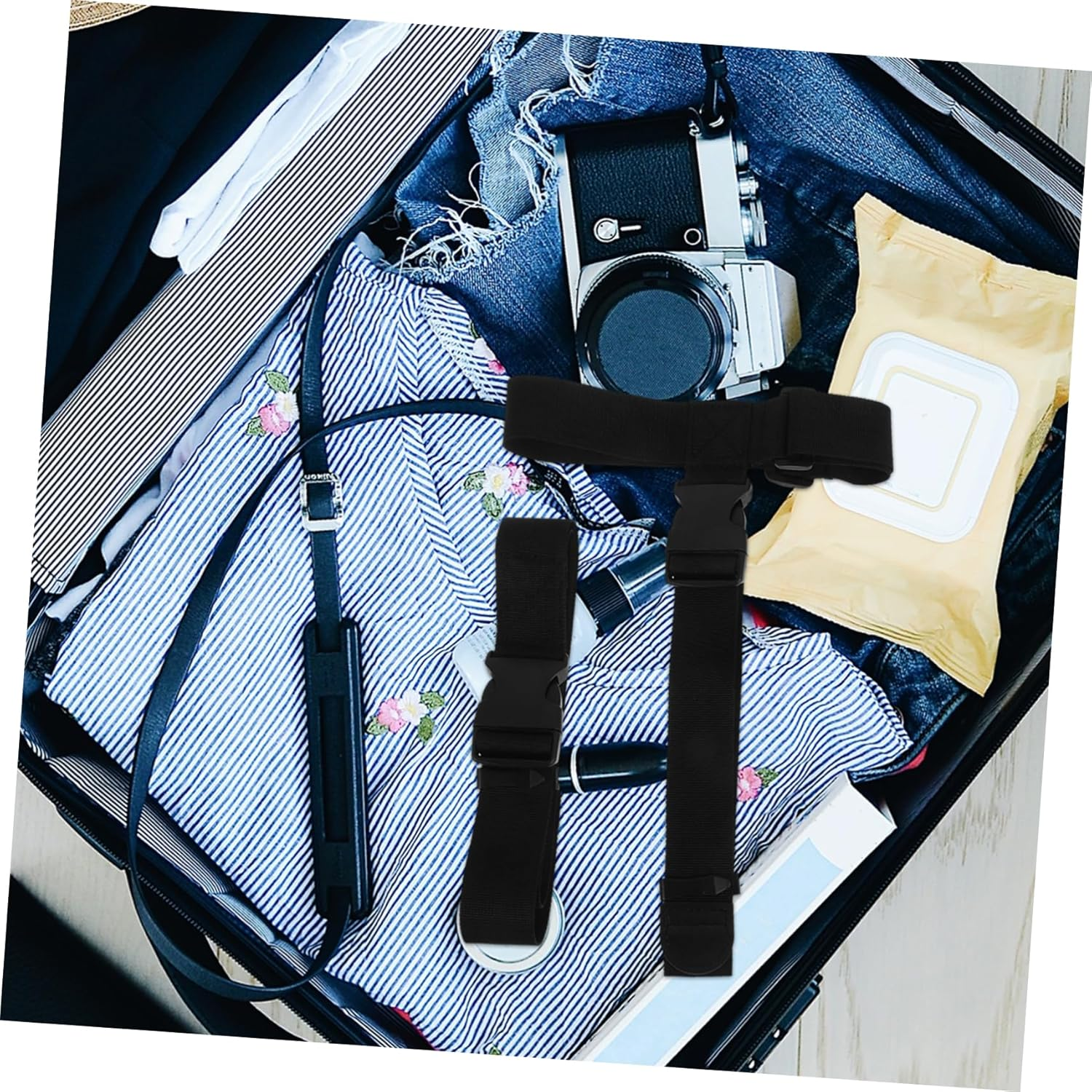 LIFKOME Adjustable Luggage Straps for Connecting Suitcases Polyester Travel Belt Securing Bundling Luggage Connector Straps for Travel Overseas Domestic Trips